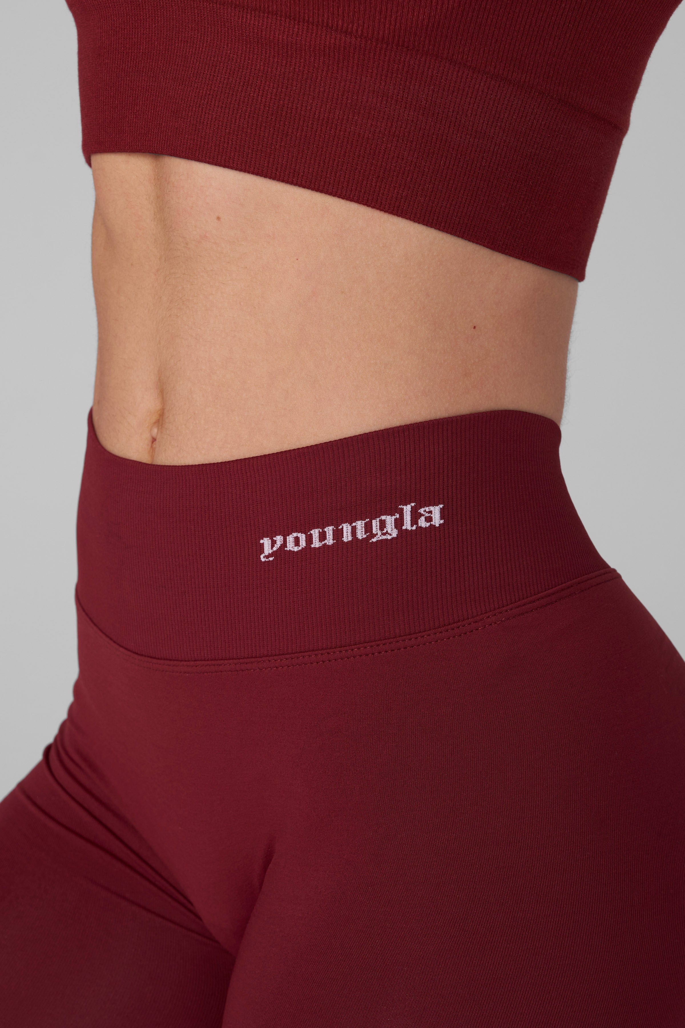 Front view of SculptLift seamless gym shorts showcasing the V-back seam.