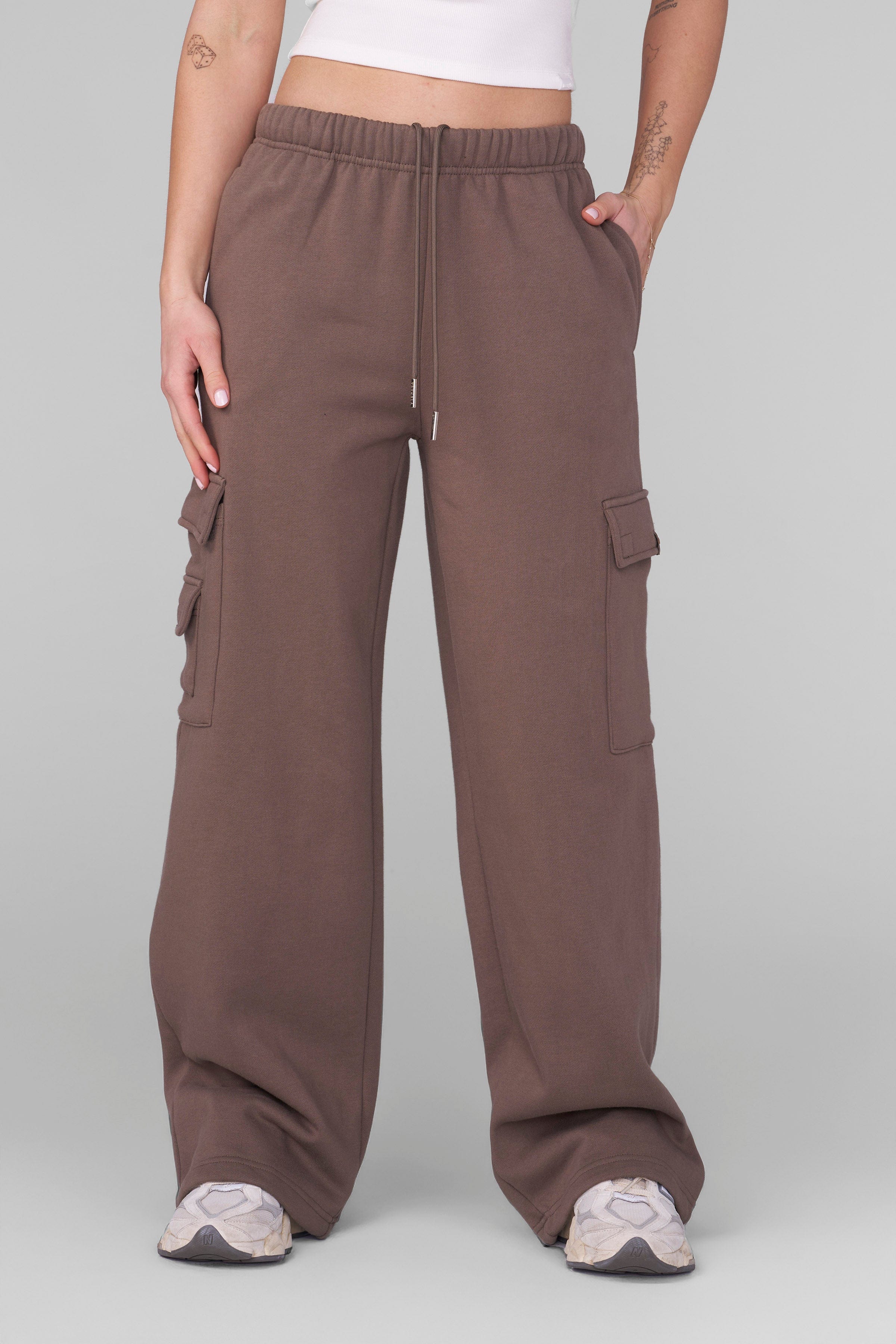 Back view highlighting the minimal design and comfort of cargo joggers women and men love