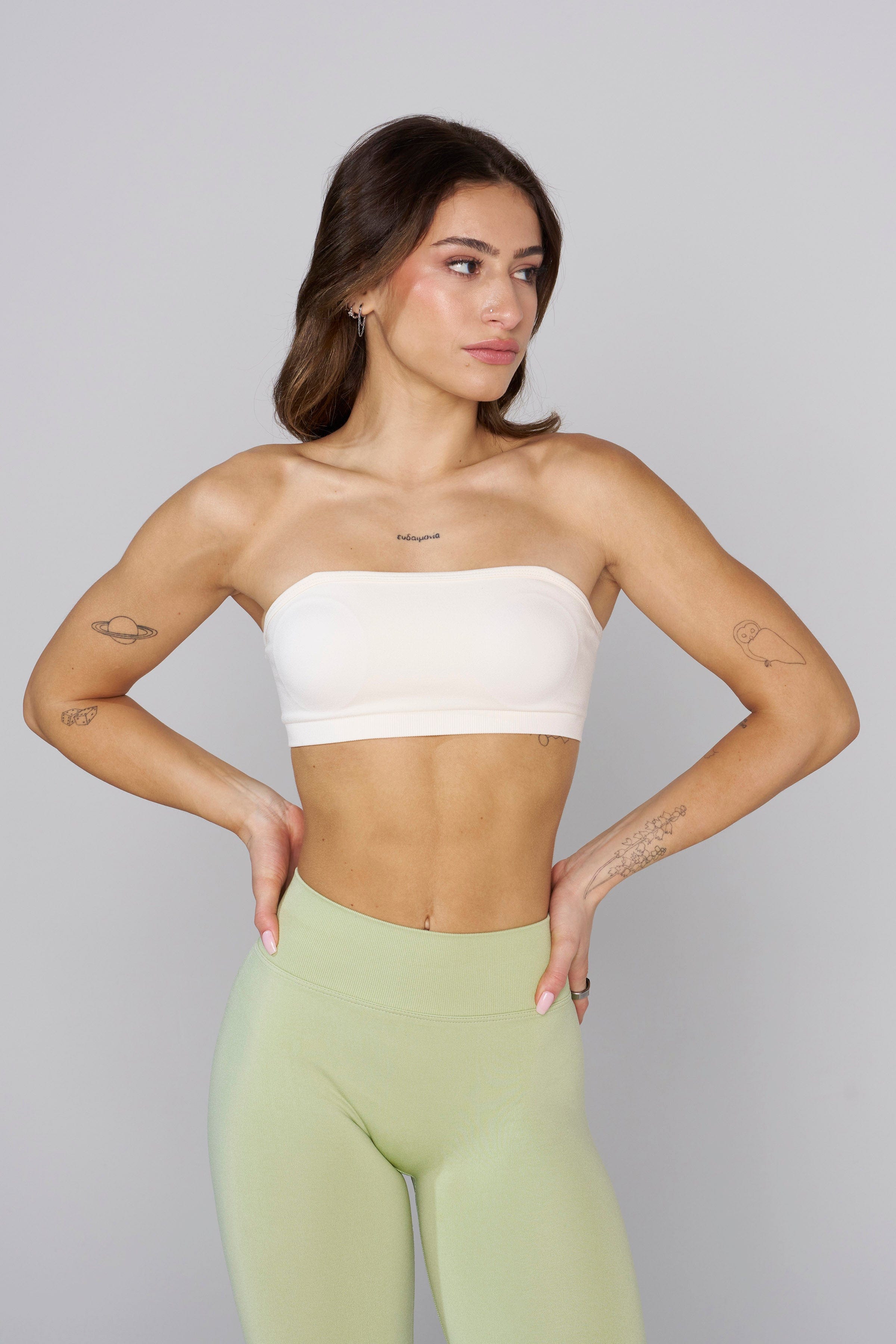 Flat lay of the bandeau bra in multiple color options.