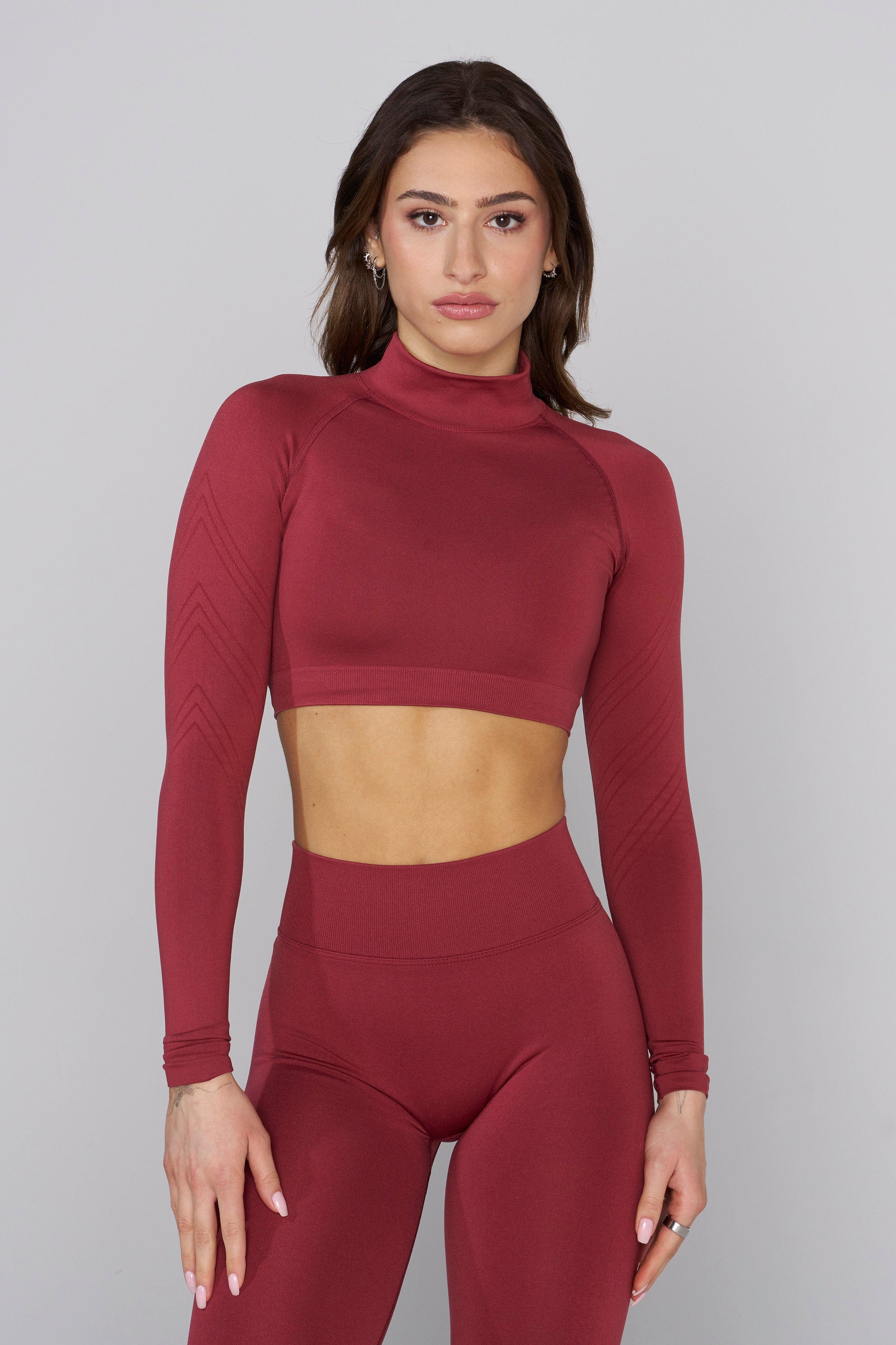 Back view of crop top showcasing breathable fabric texture.