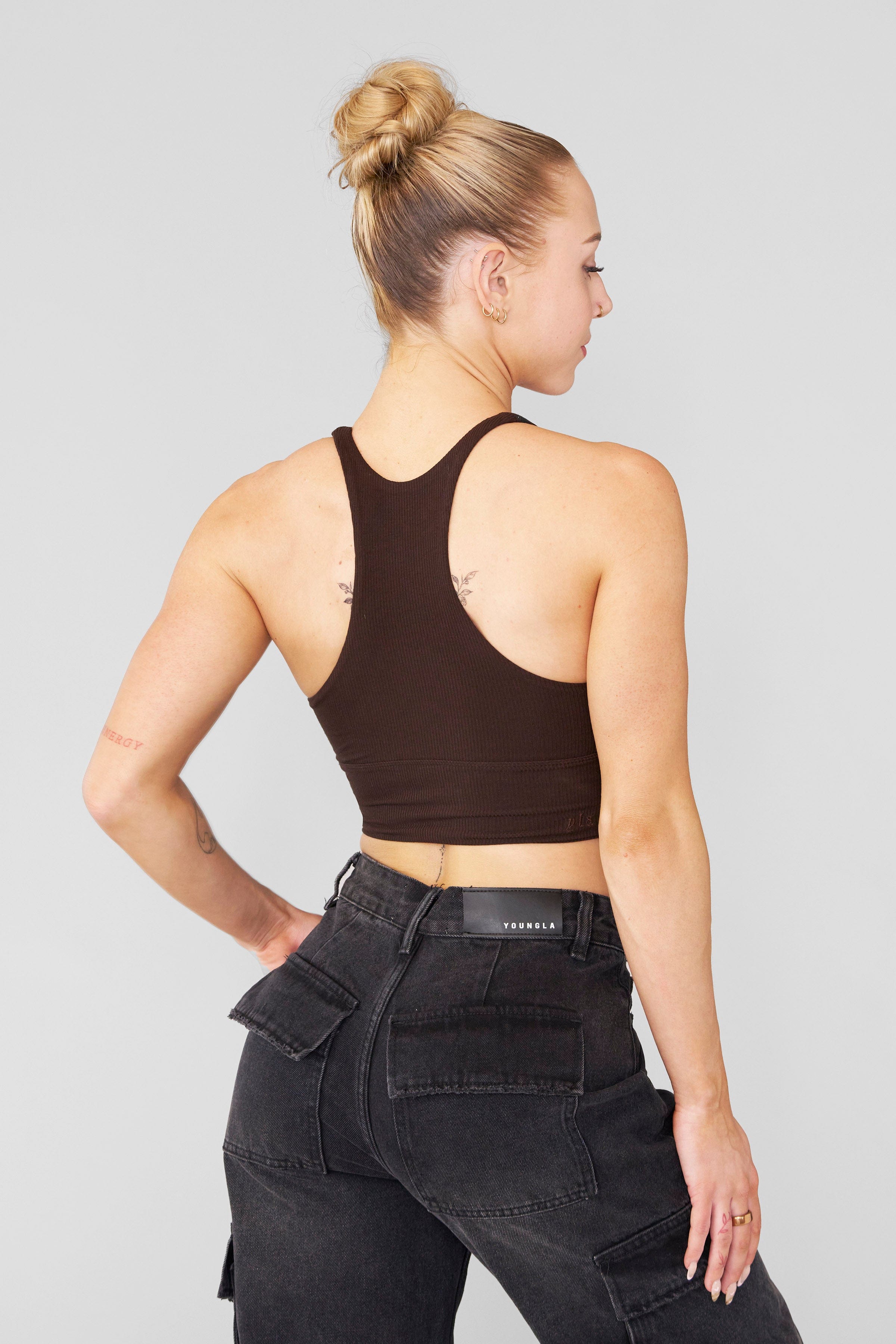 Front view of the Divine Comfort Ribbed Tank Top in white, perfect for workouts.