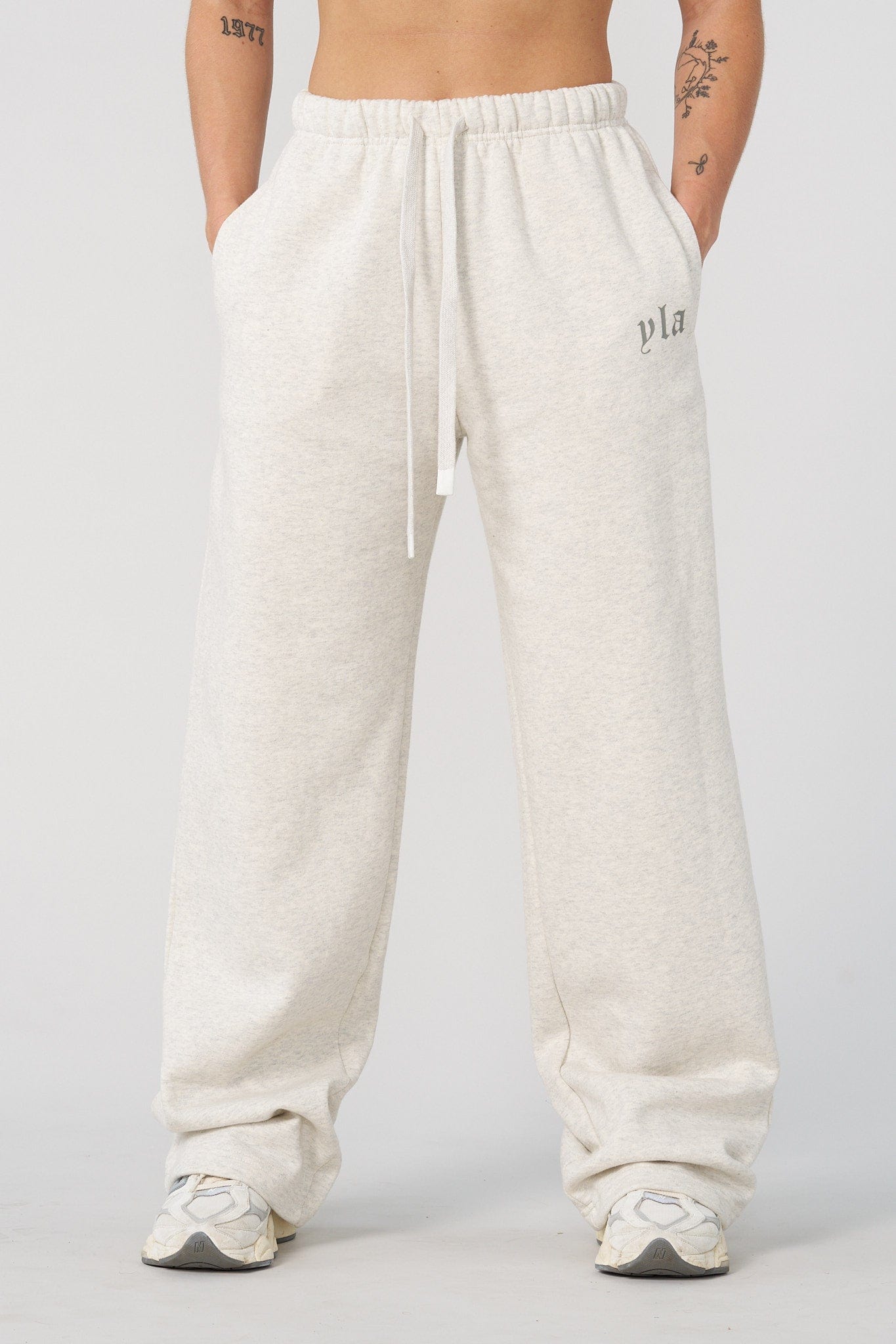 Front view of Urban Comfort Straight Leg Joggers in black, showcasing the soft fleece material.