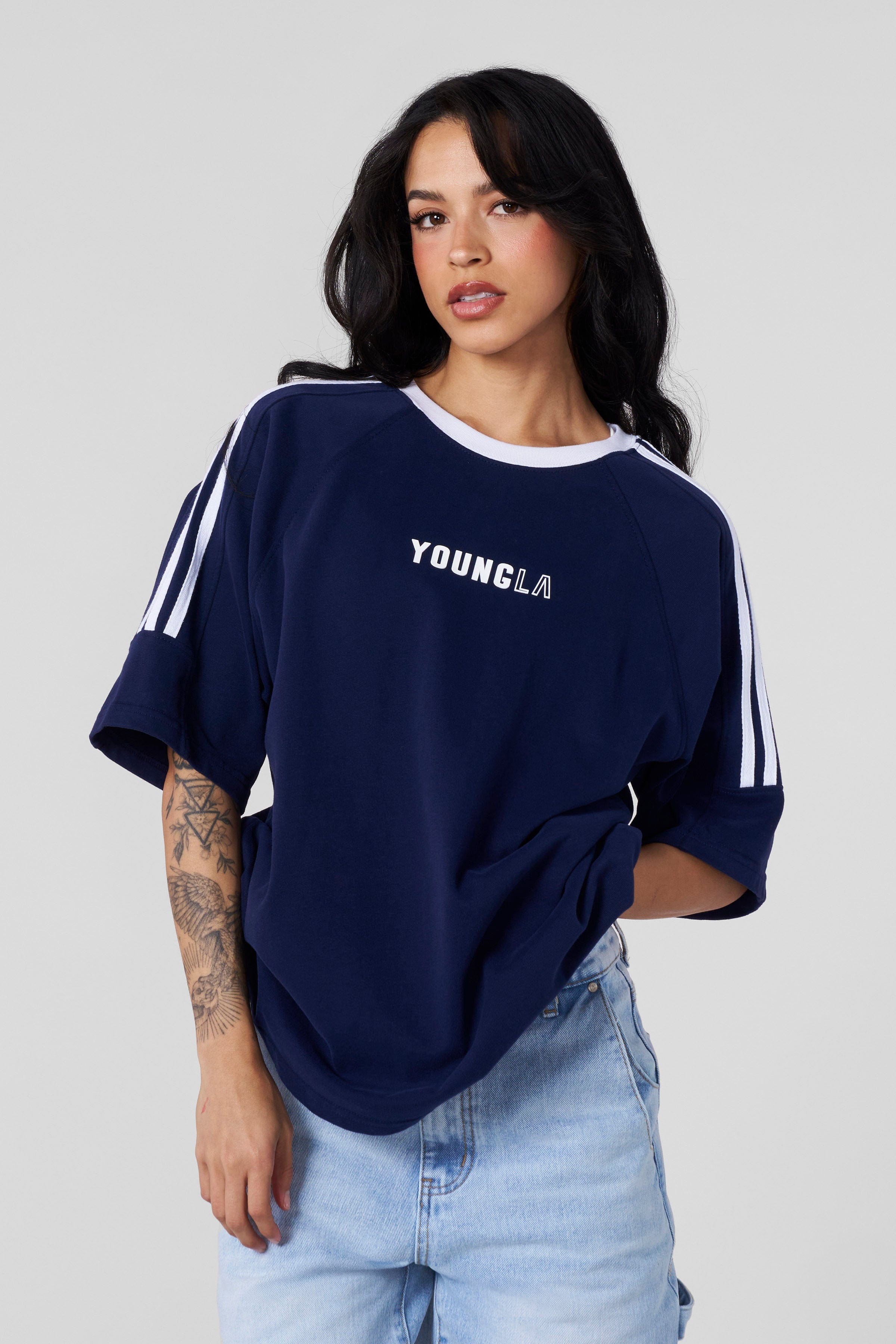 Back view of the oversized t-shirt’s relaxed fit