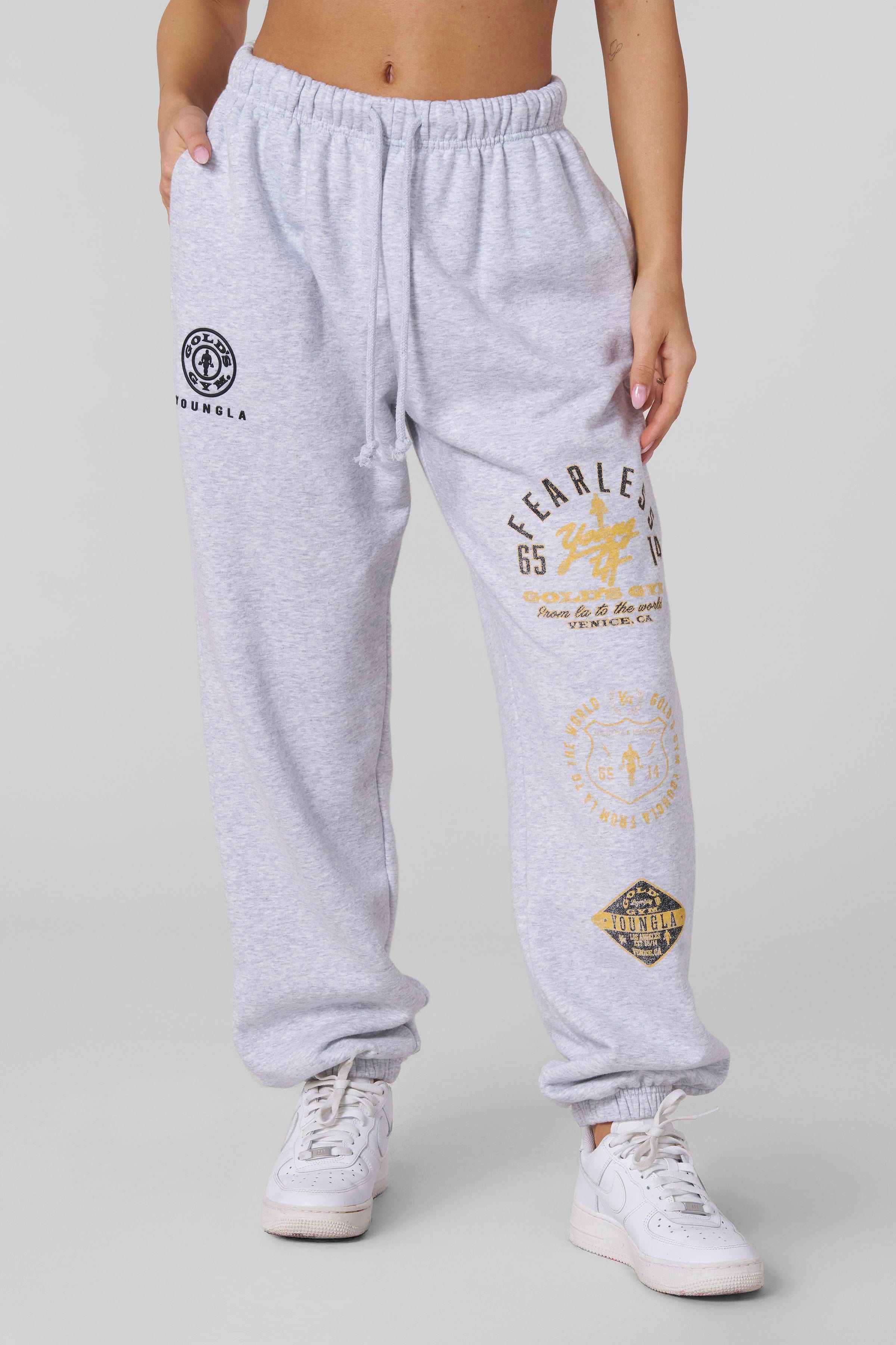 Front view of mens fleece joggers for gym and casual wear.