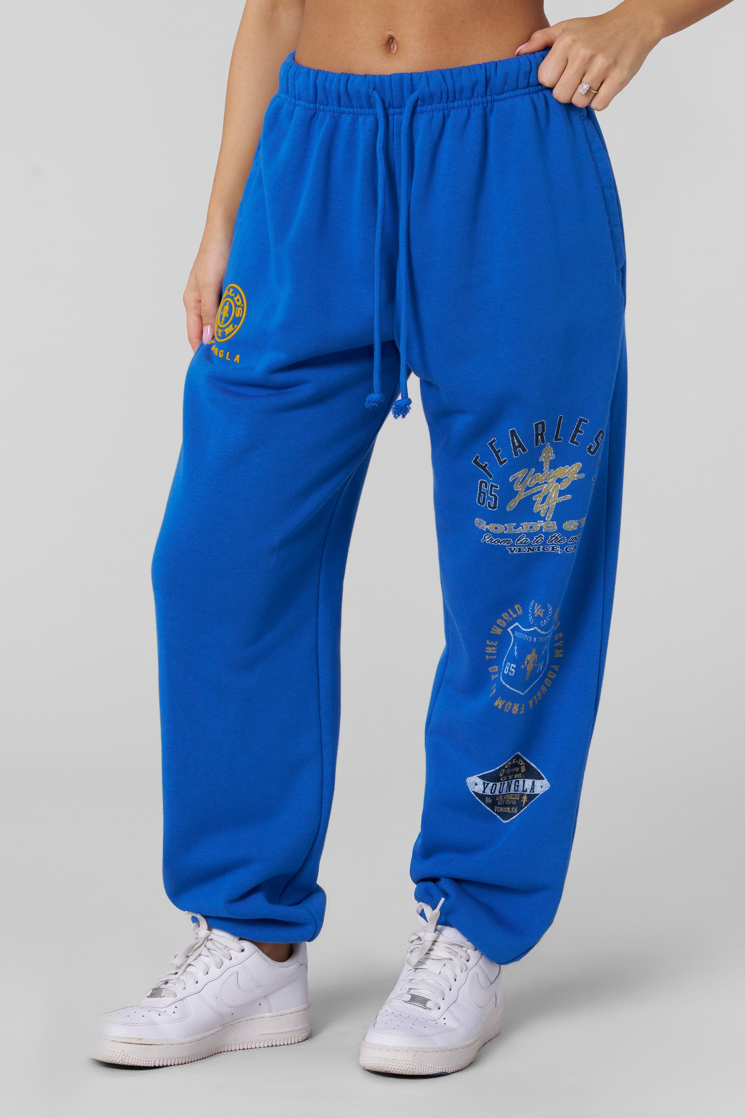 Side view of fleece lined joggers, showcasing comfort and style.