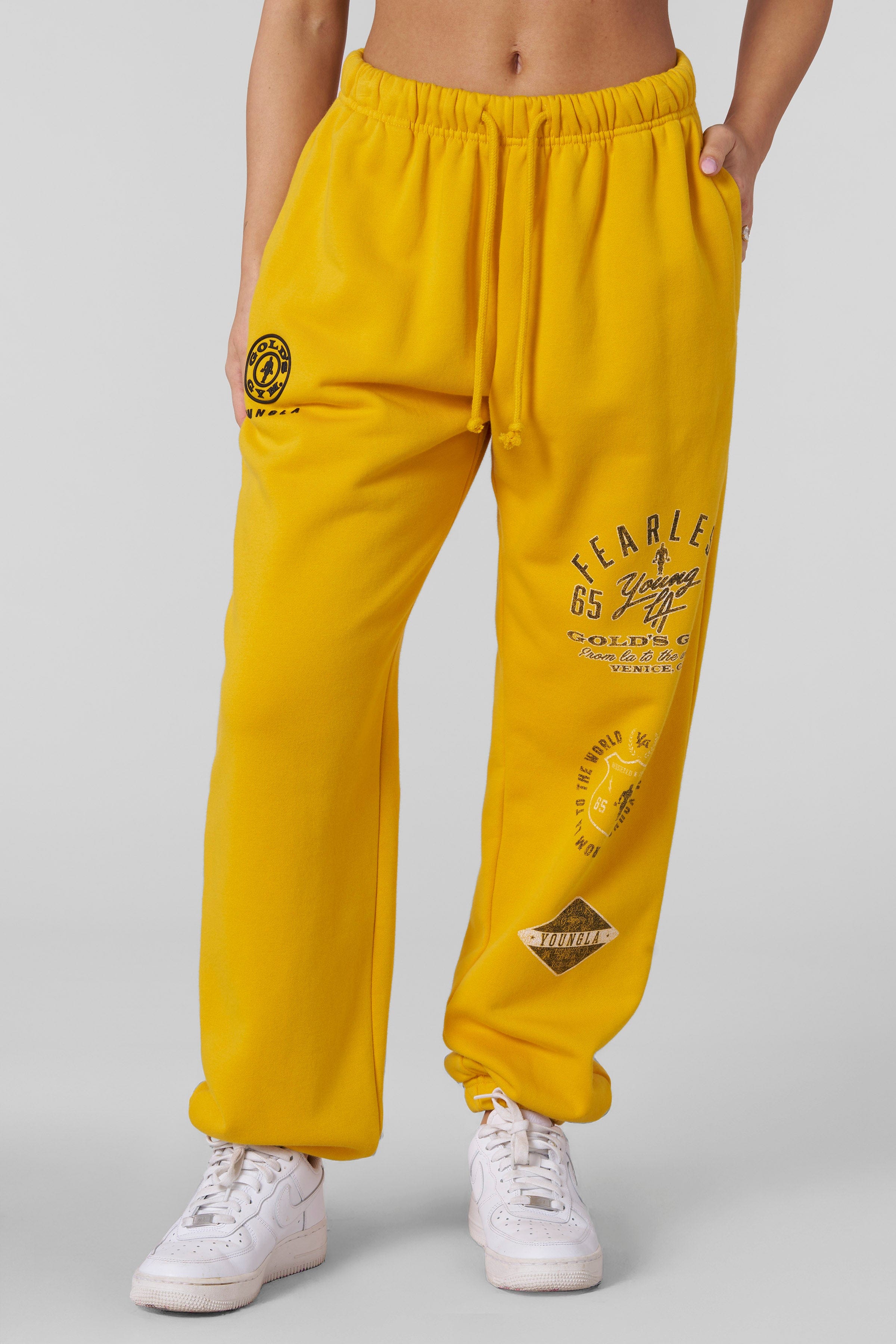 Front view of men's fleece joggers for gym and casual wear.