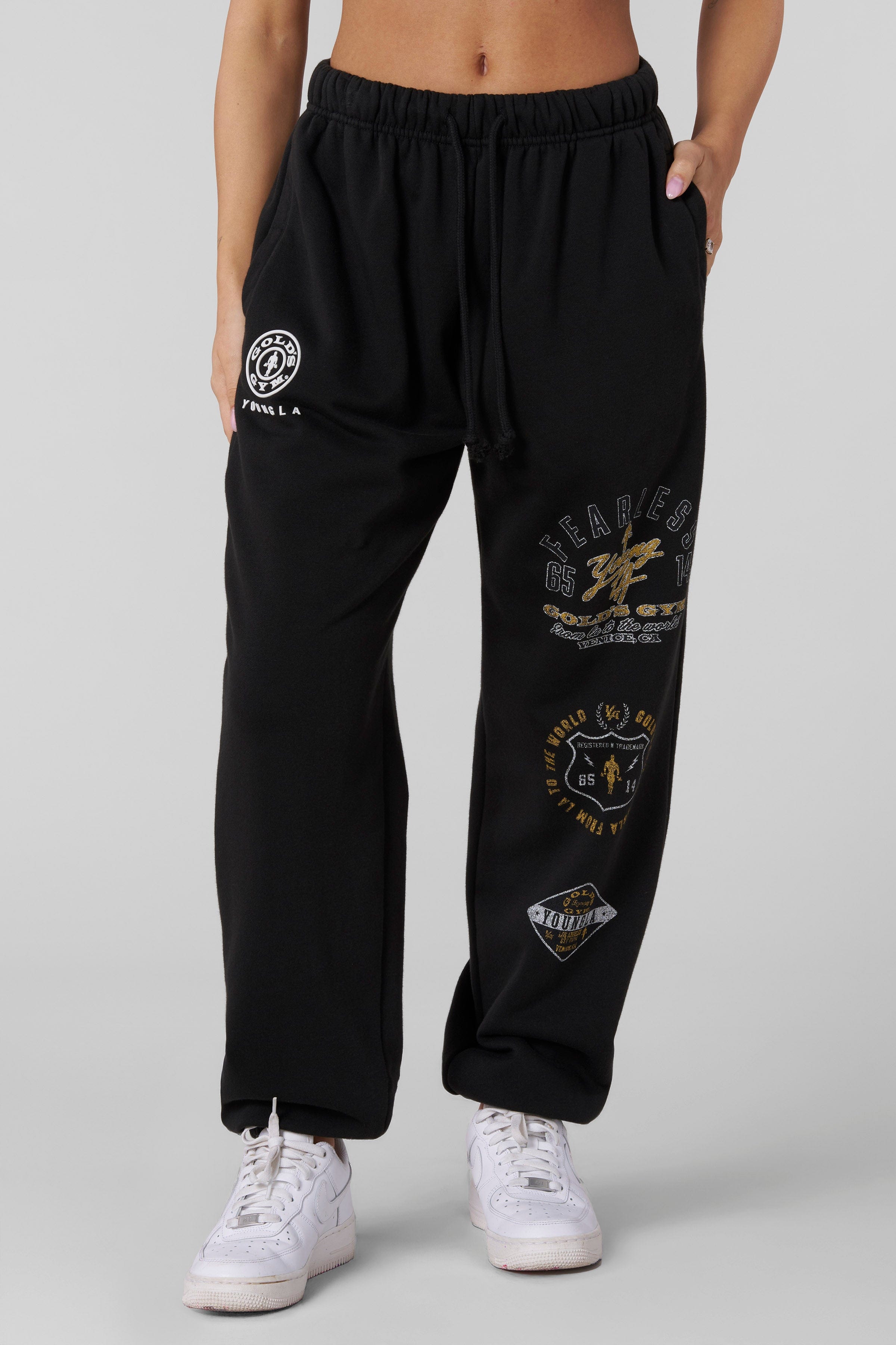 Front view of mens fleece joggers for gym and casual wear.