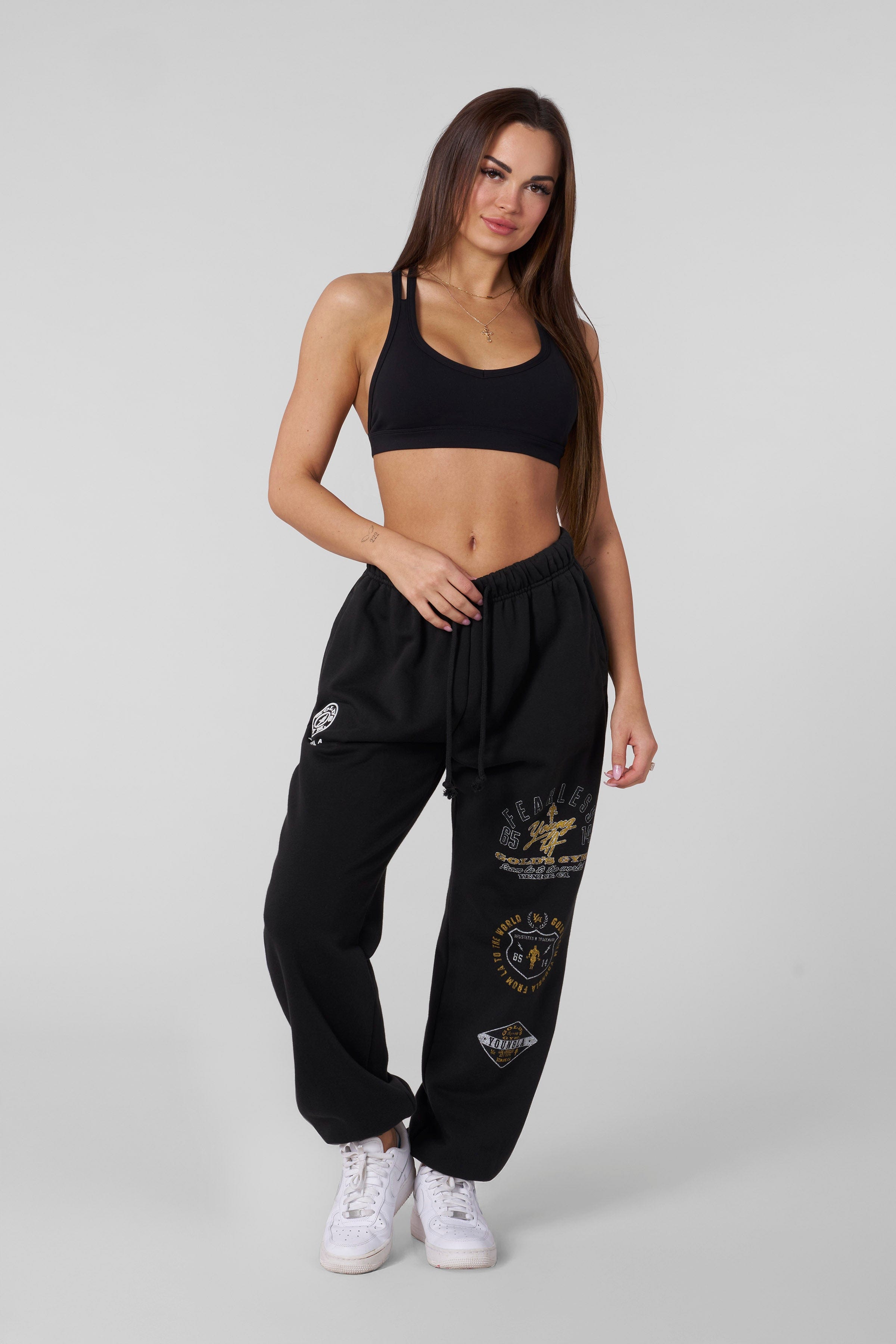 Front view of mens fleece joggers for gym and casual wear.