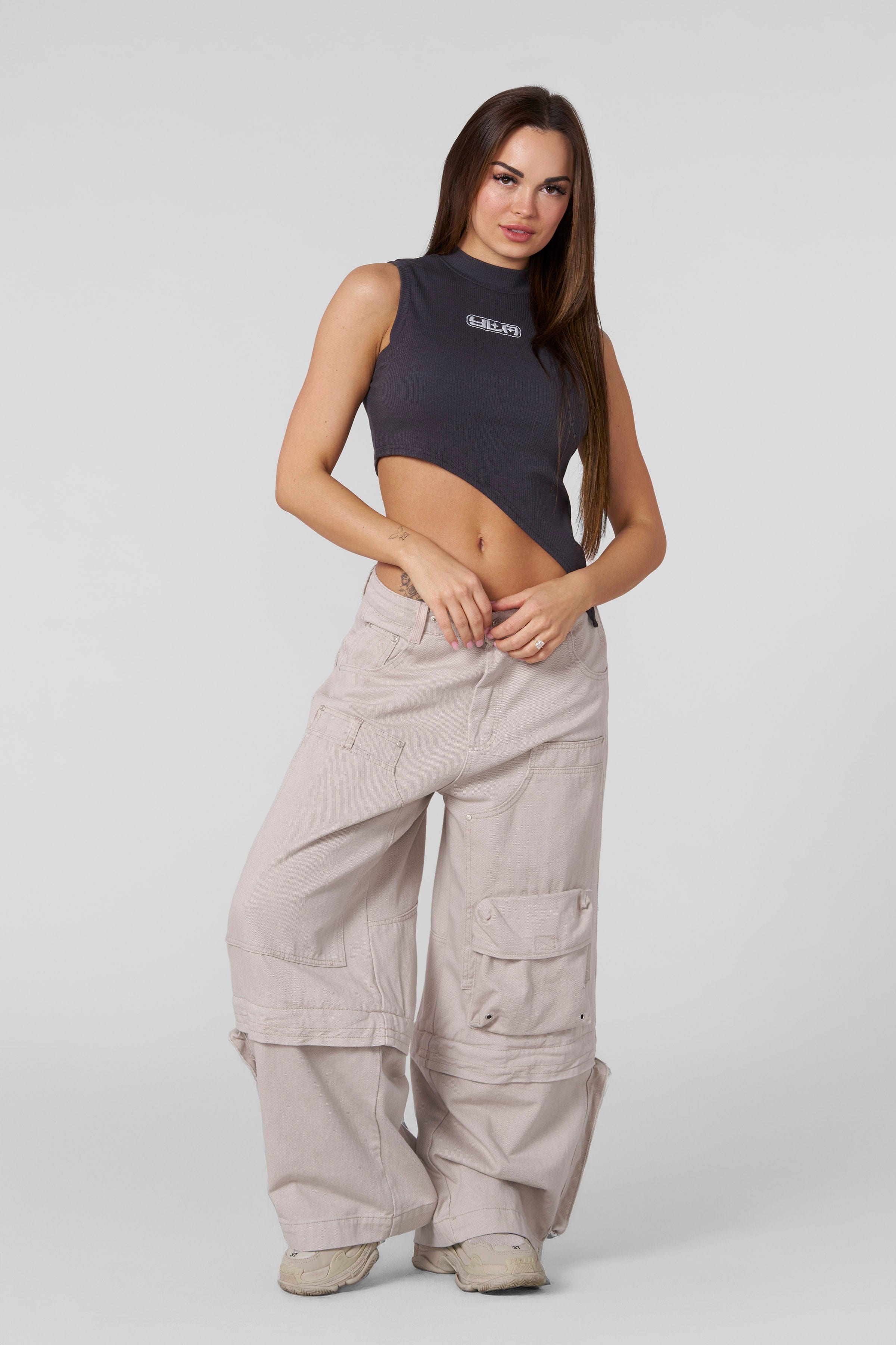 Model wearing the stylish womens tank top for casual outing