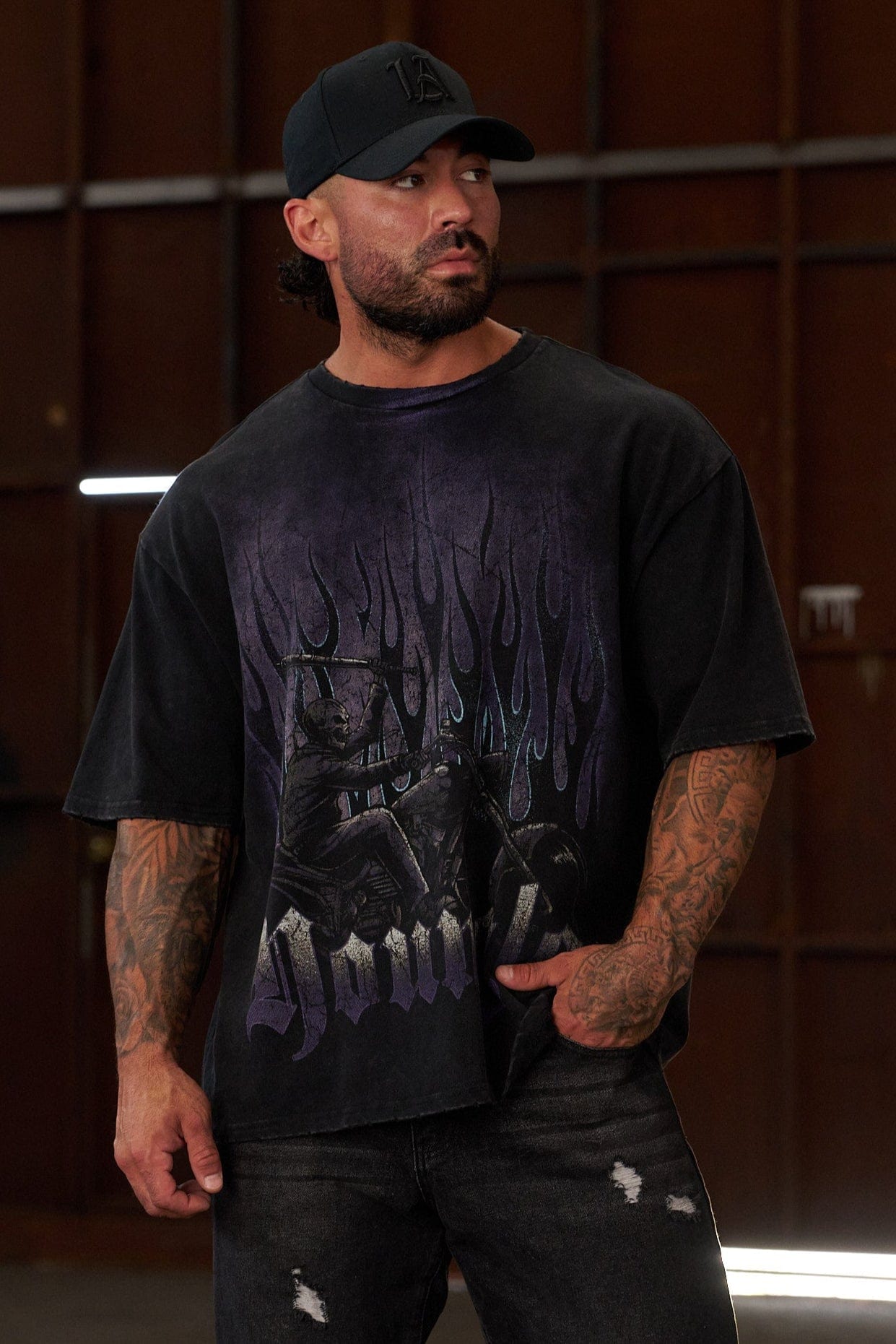 Close-up of vintage rock n roll tee with bold band graphic for casual wear