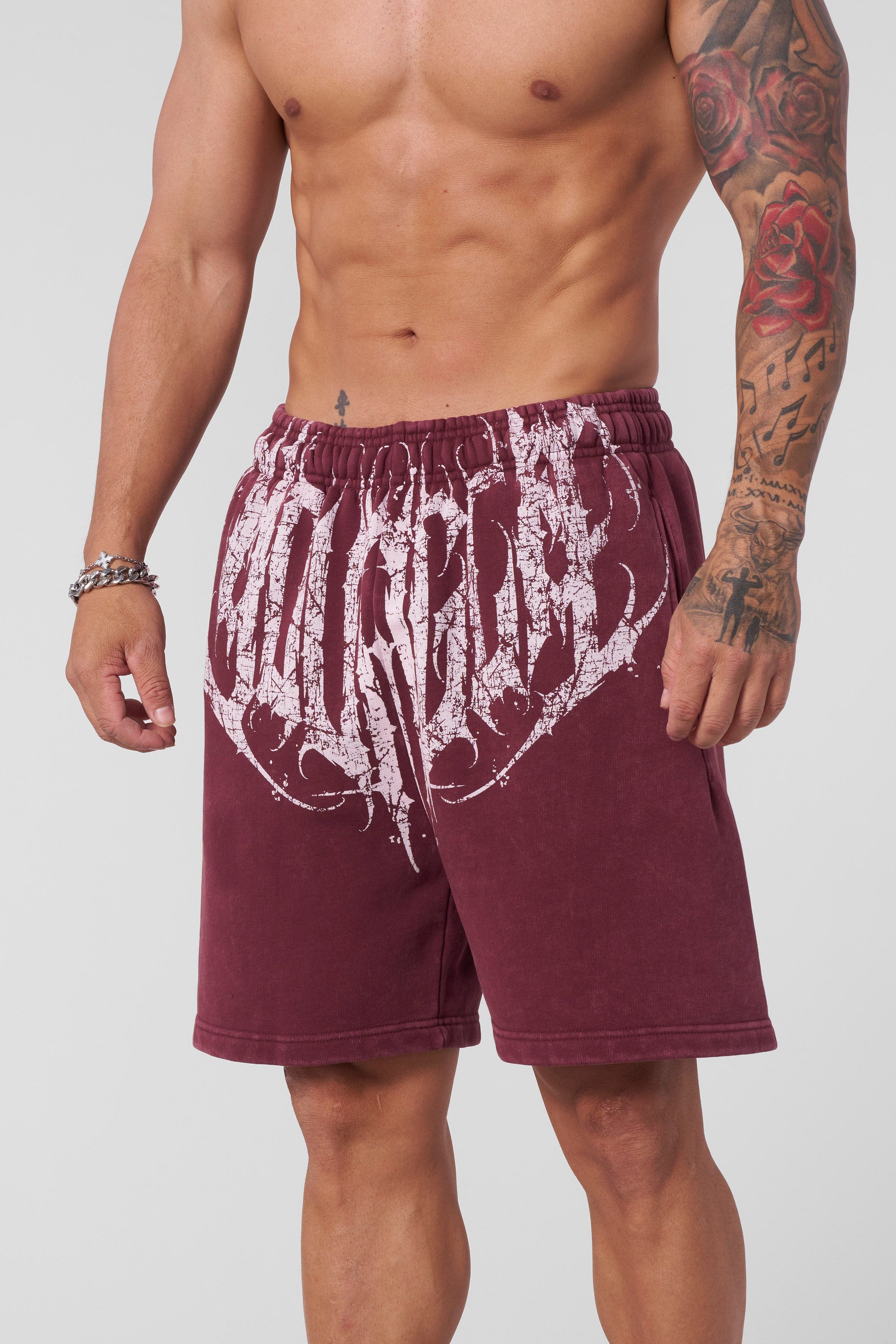 Back angle of heavyweight summer shorts with detailed stitching.