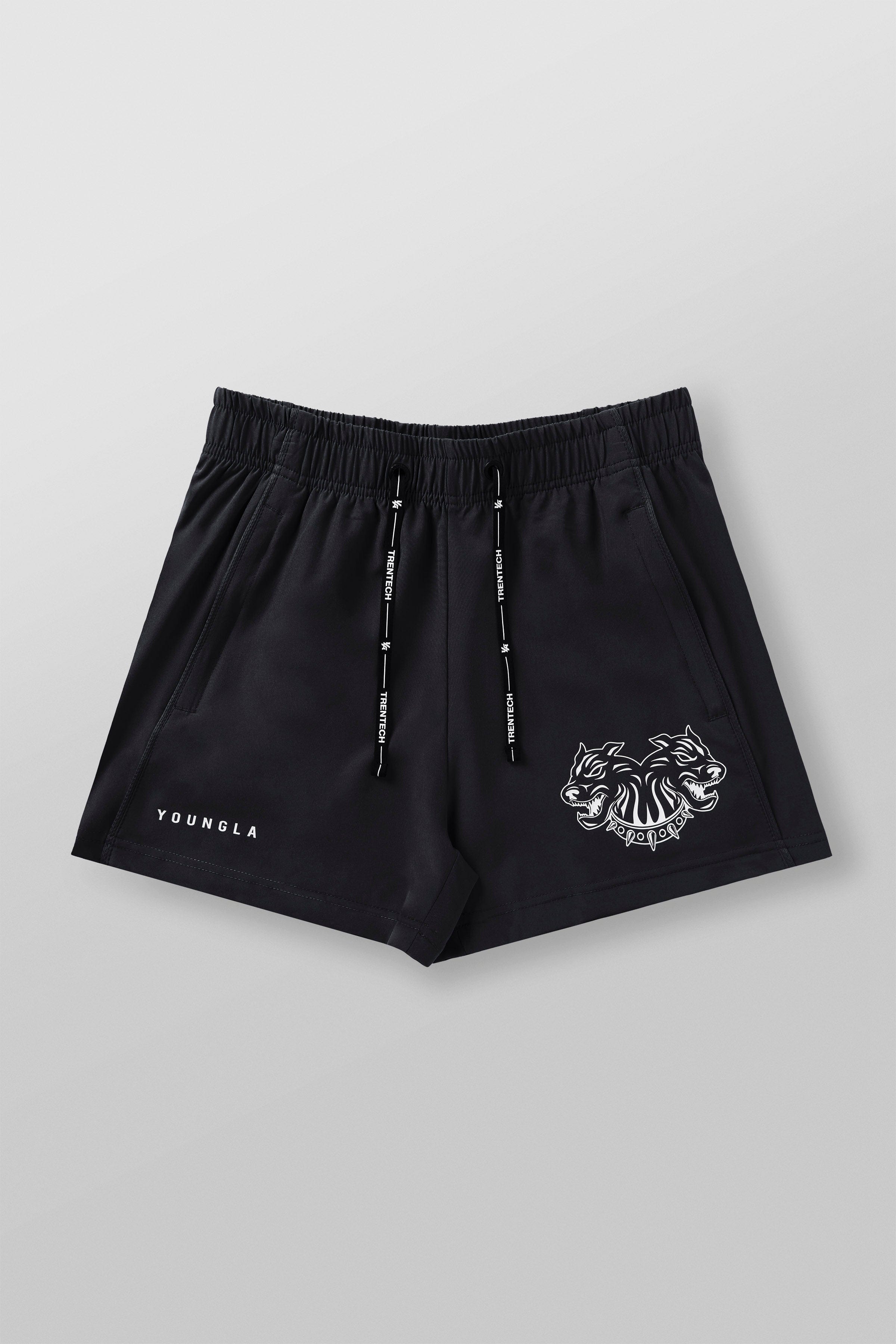 Close-up of breathable mesh panel on womens gym shorts
