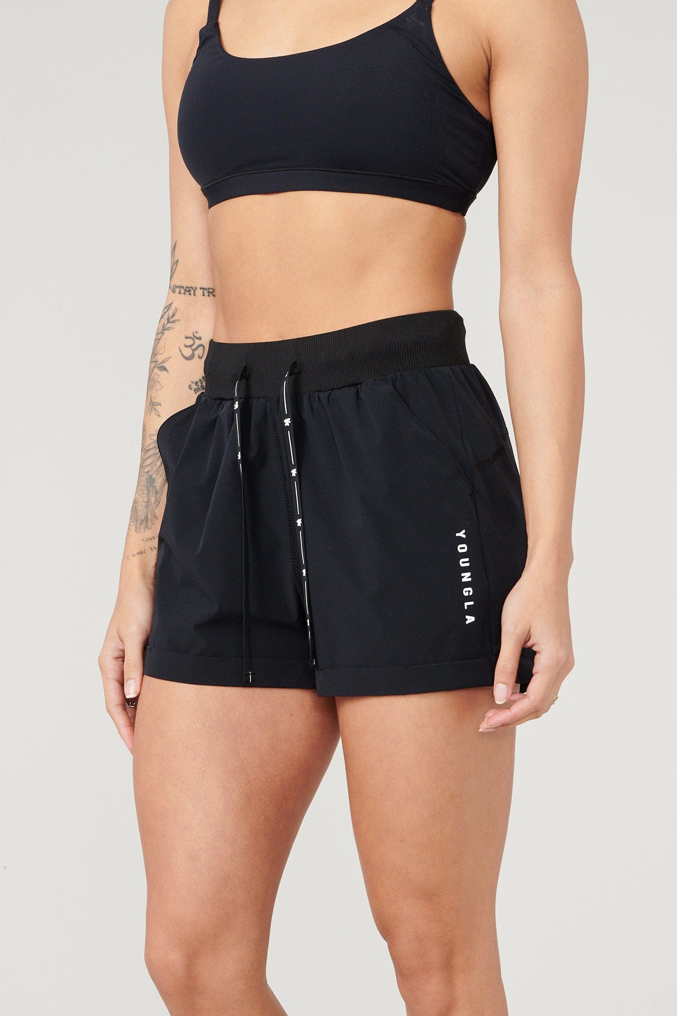 Close-up of the waistband and pockets for secure storage