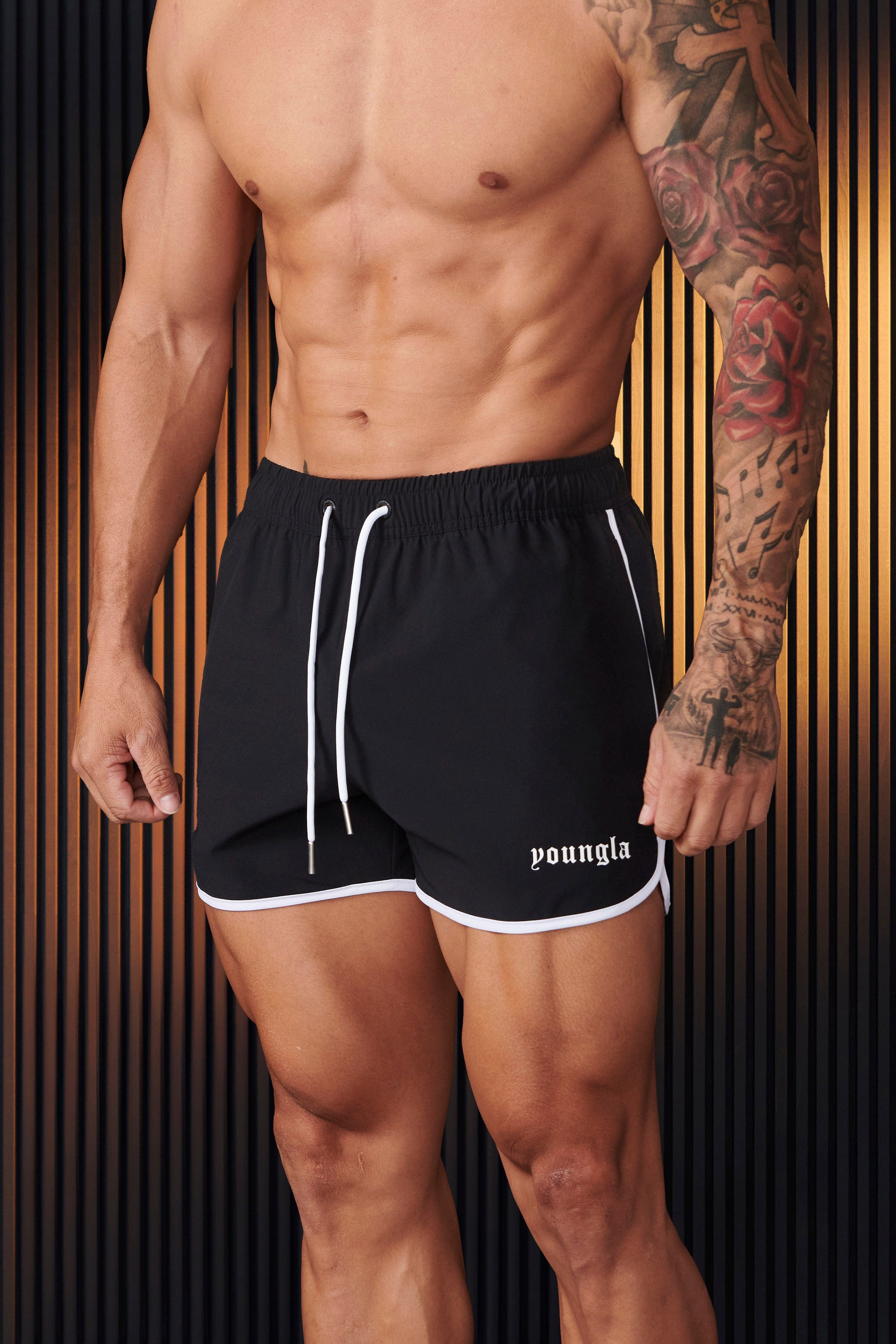 Men's Olympic athletic shorts in gray with contrast piping