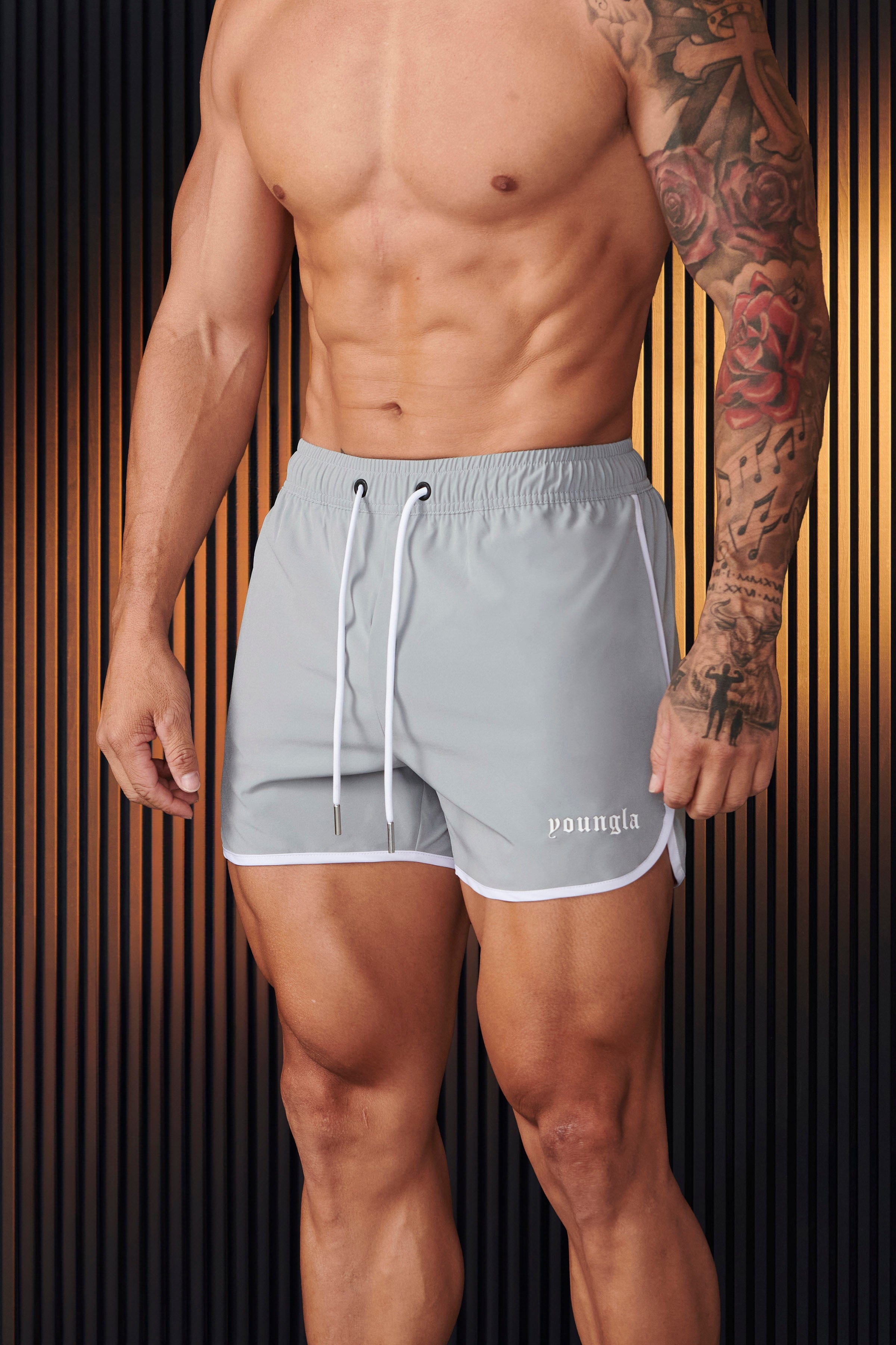 Athlete running in Olympic workout shorts
