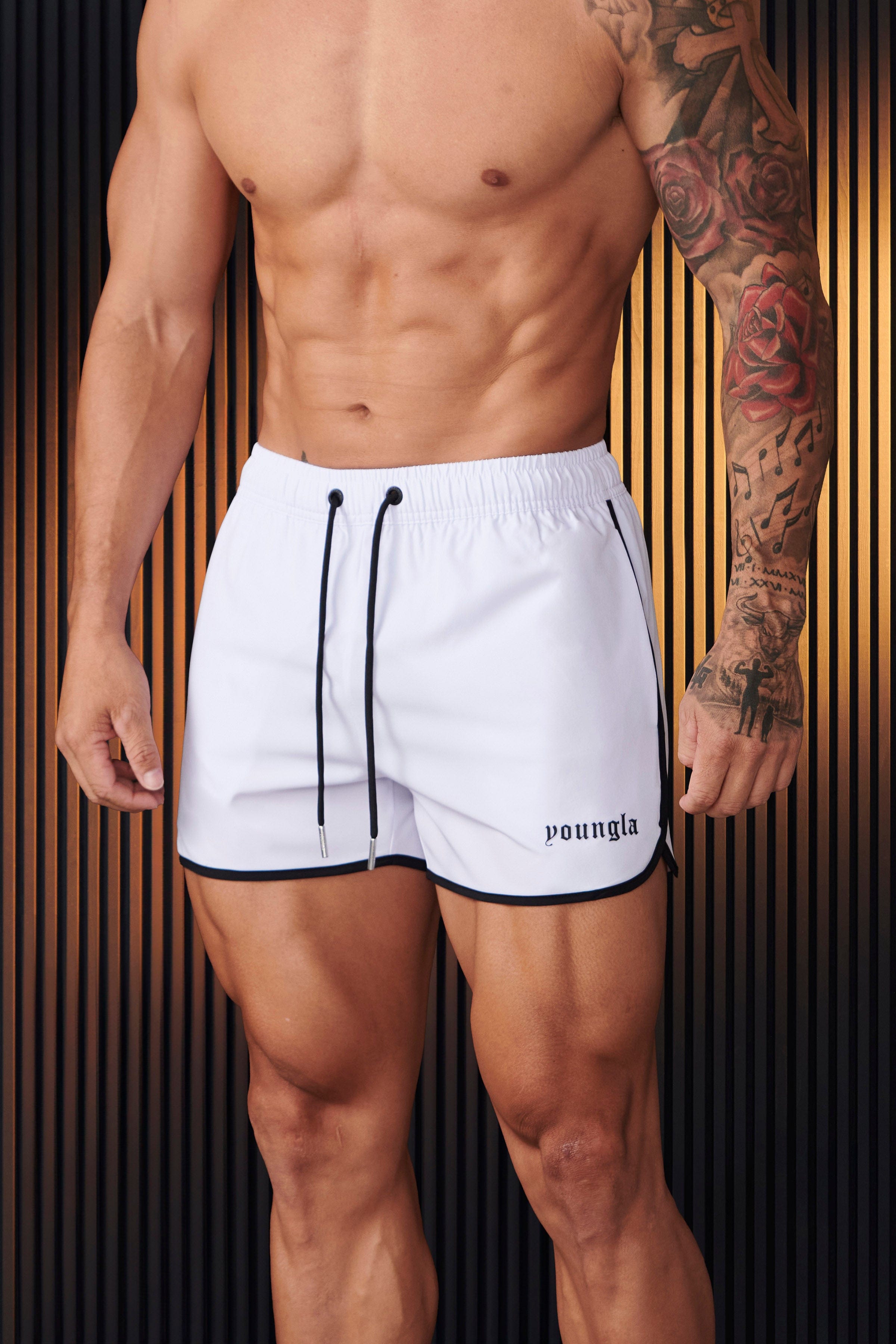 Athlete running in Olympic workout shorts