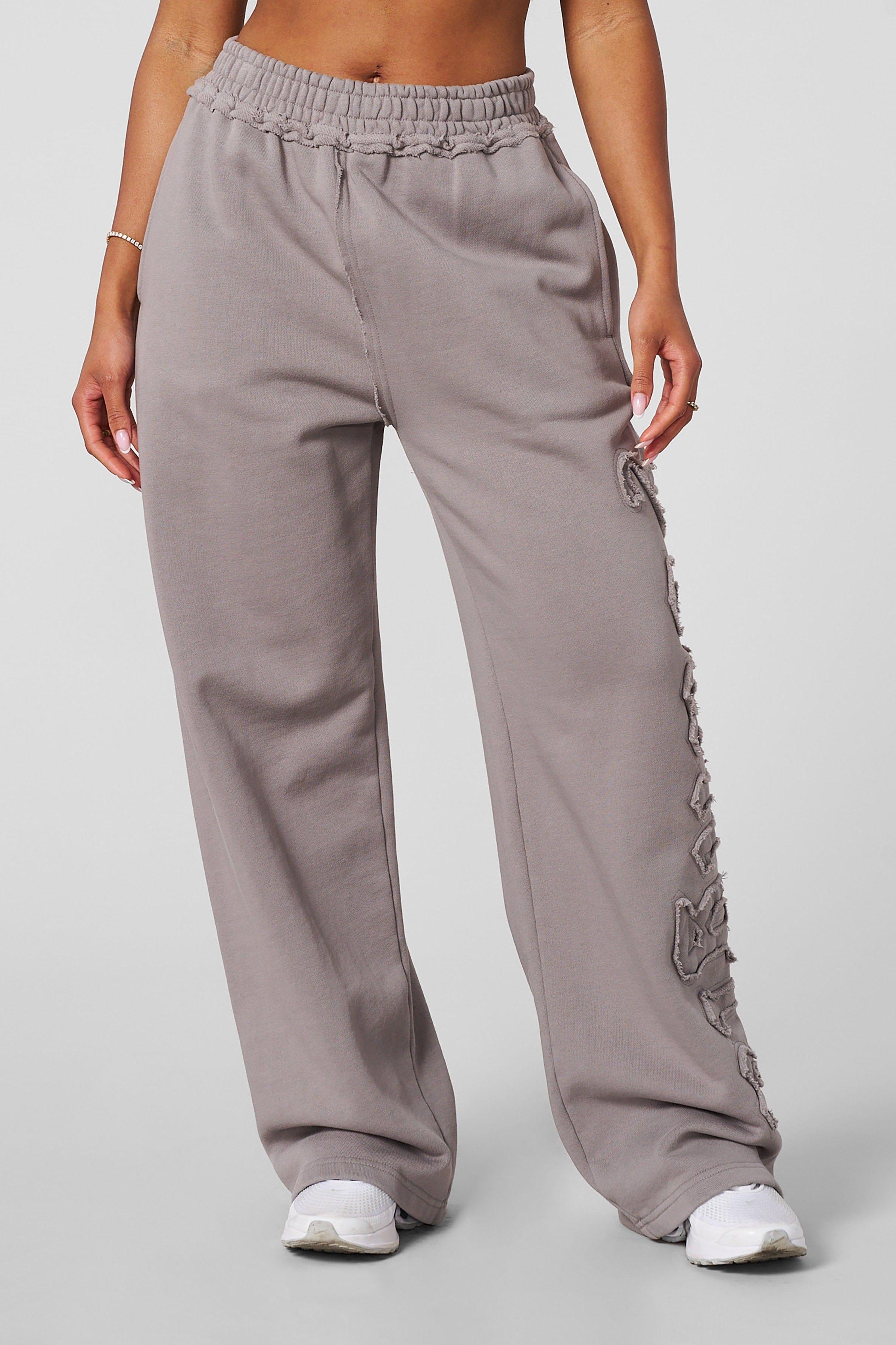Front view of oversized cotton joggers in a relaxed fit.