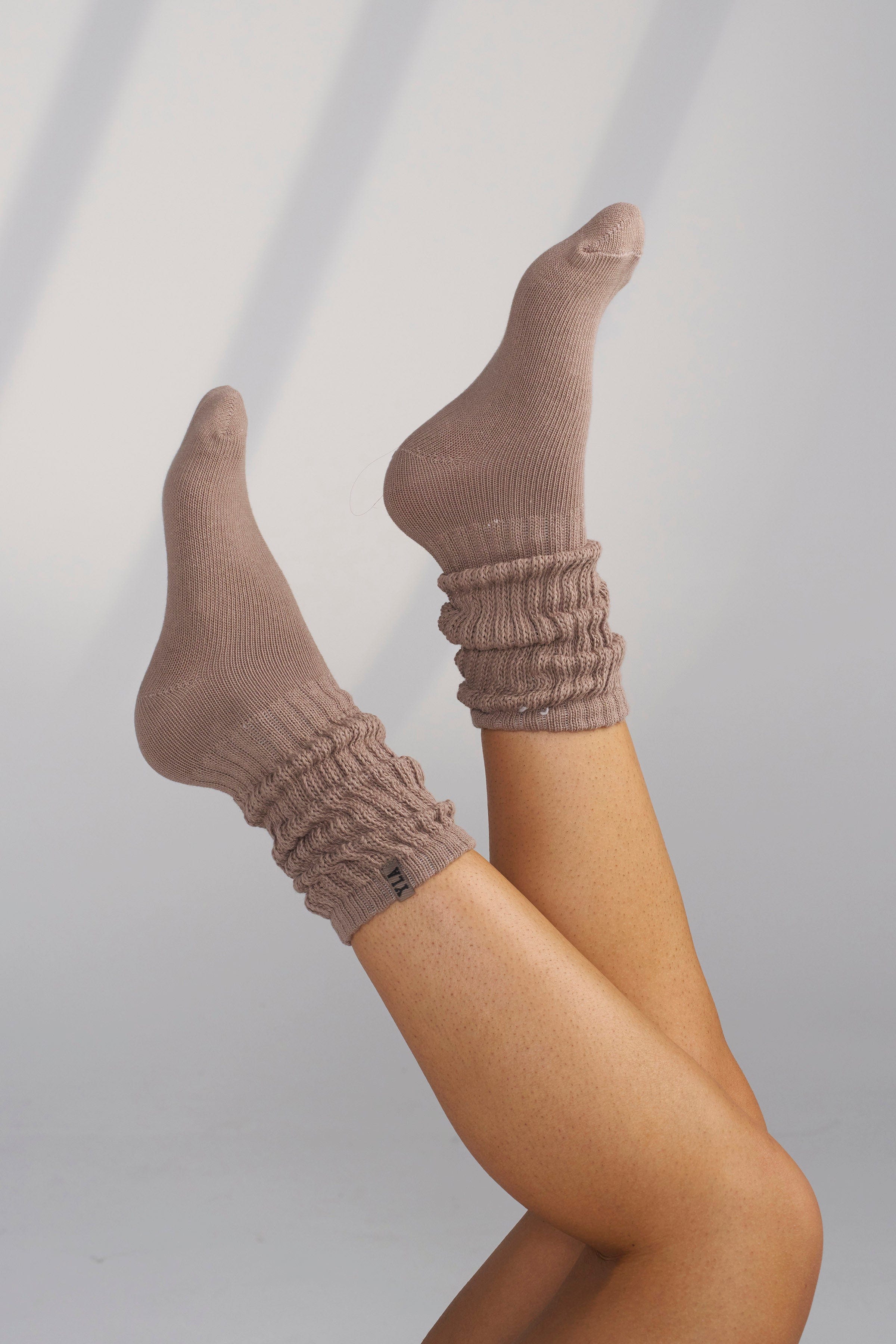 Stylish scrunch socks in a casual setting.