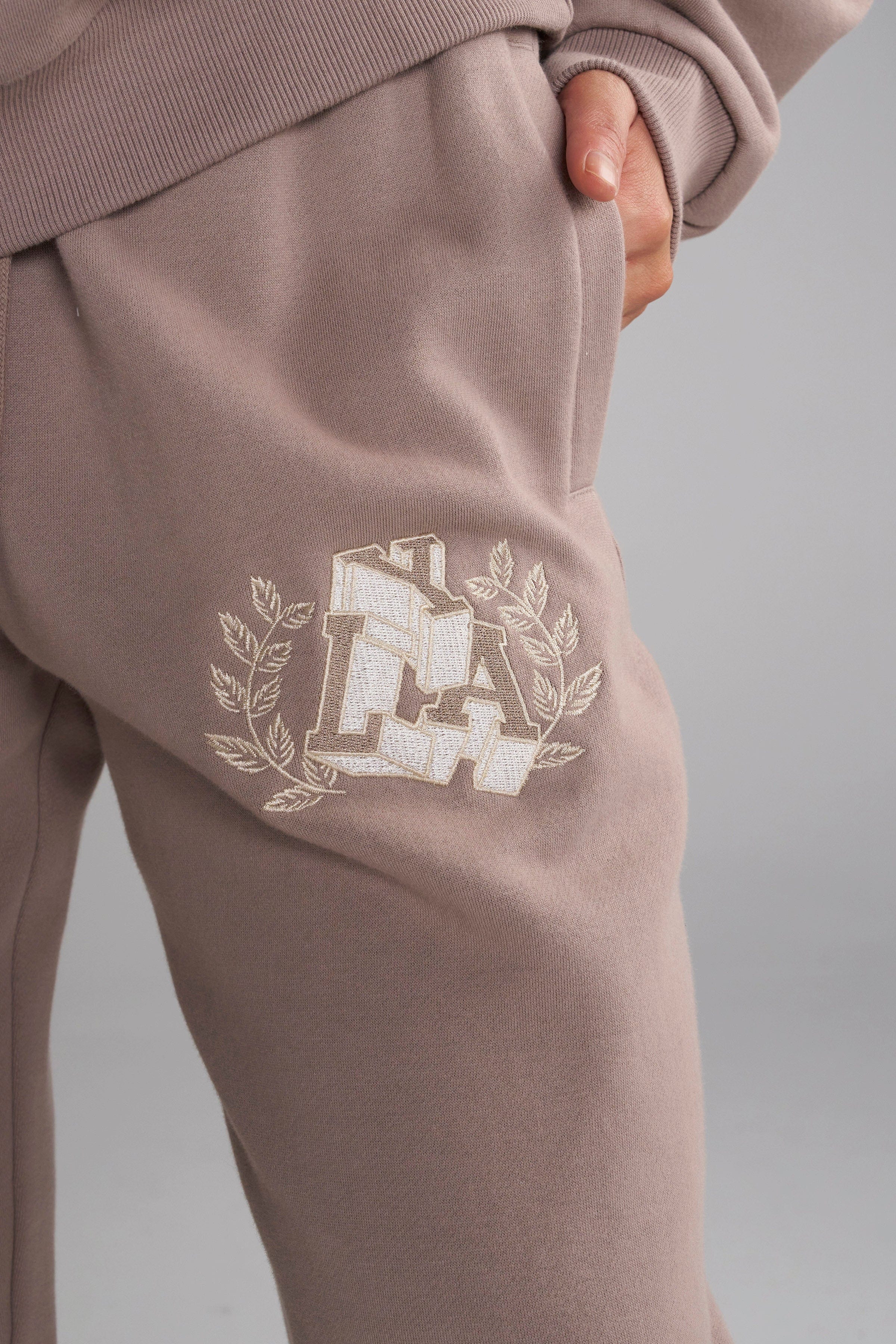 Close-up of Teddy joggers fabric showing soft fleece texture, ideal for casual wear