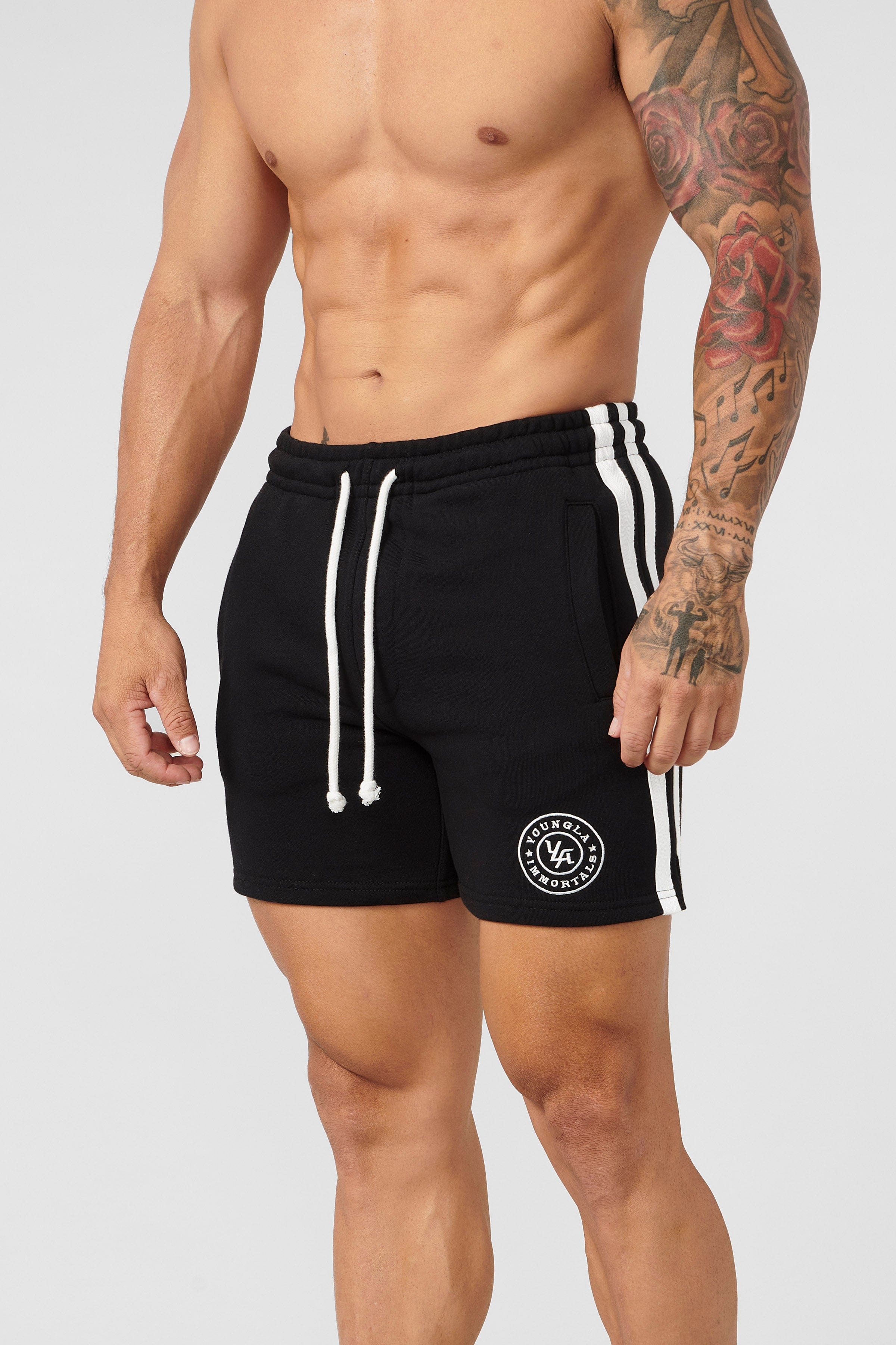 Front view of Golden Era bodybuilding shorts showcasing their fitted design.