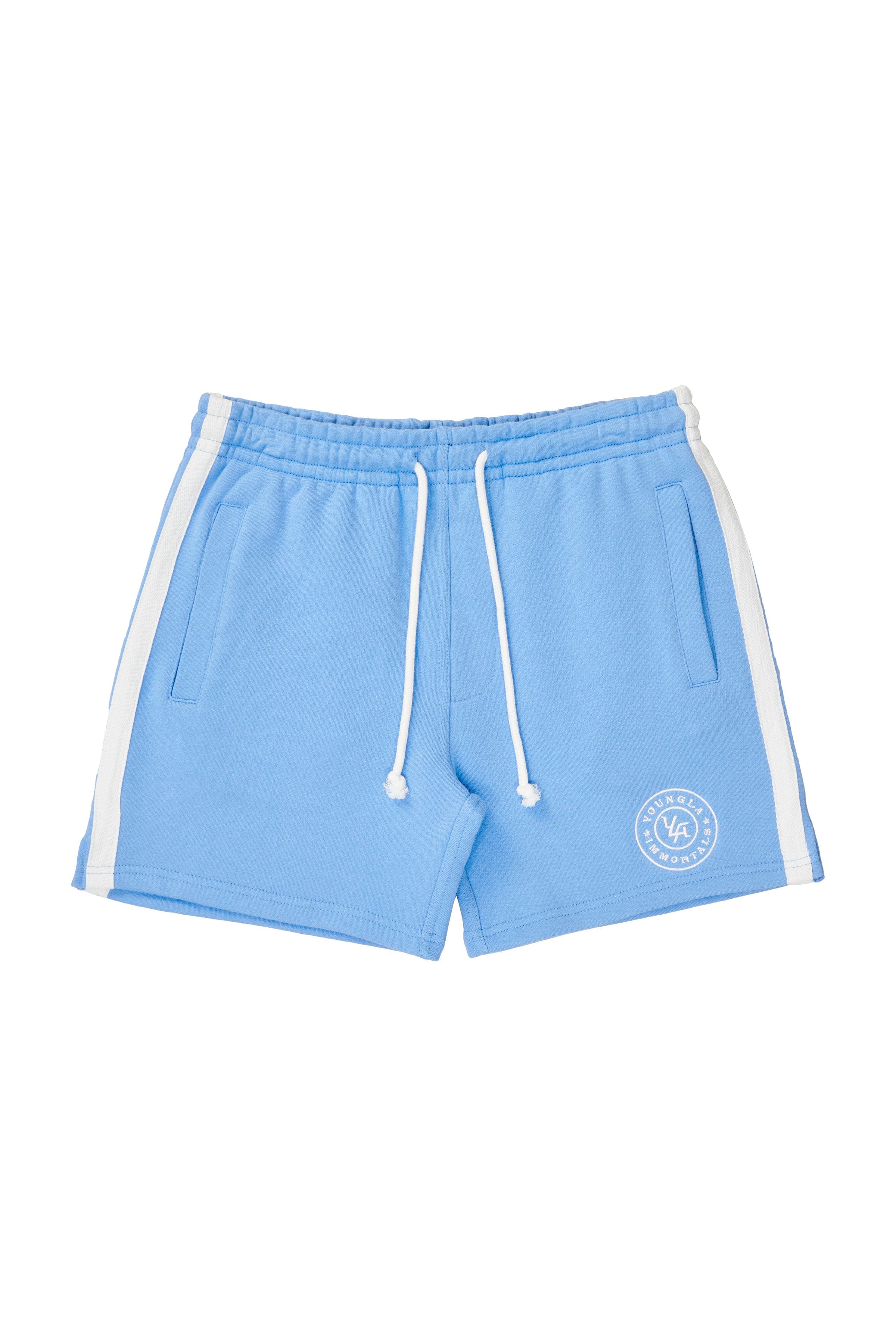 Side view of workout shorts highlighting their stylish length and comfort.