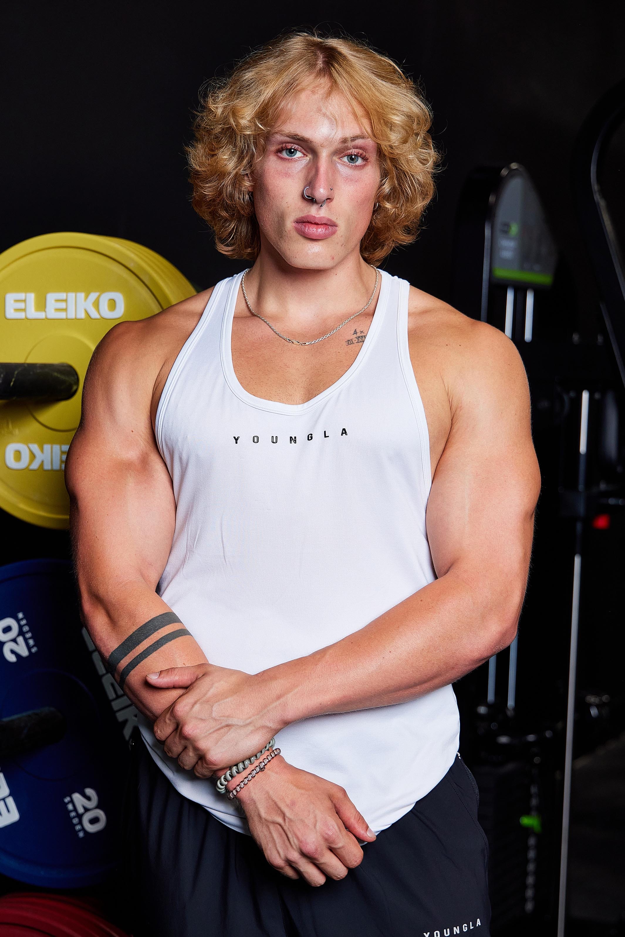 Female athlete wearing stringer version in gym setting