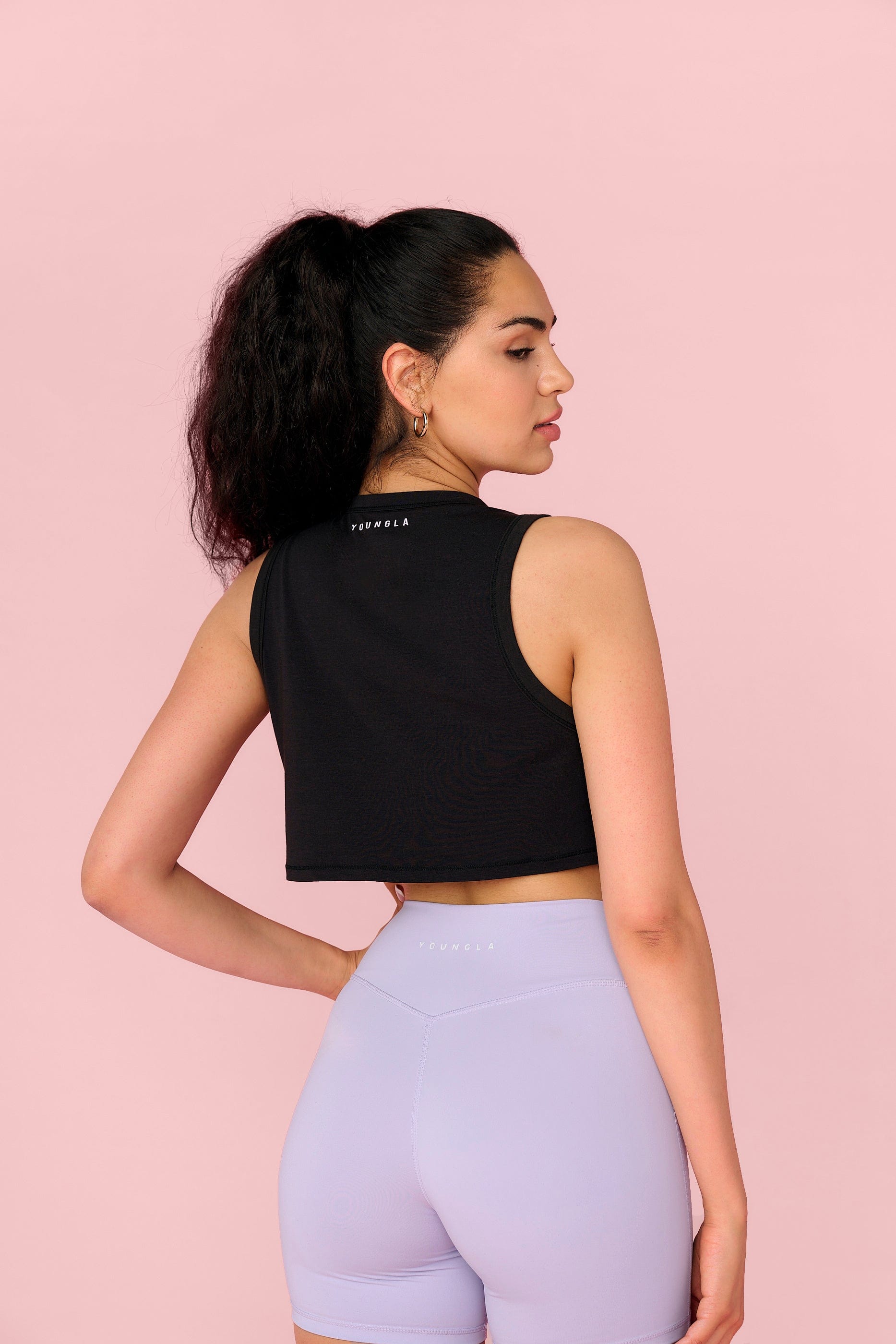 Close-up of the breathable fabric of the Cloud Comfort Modal Workout Tank.