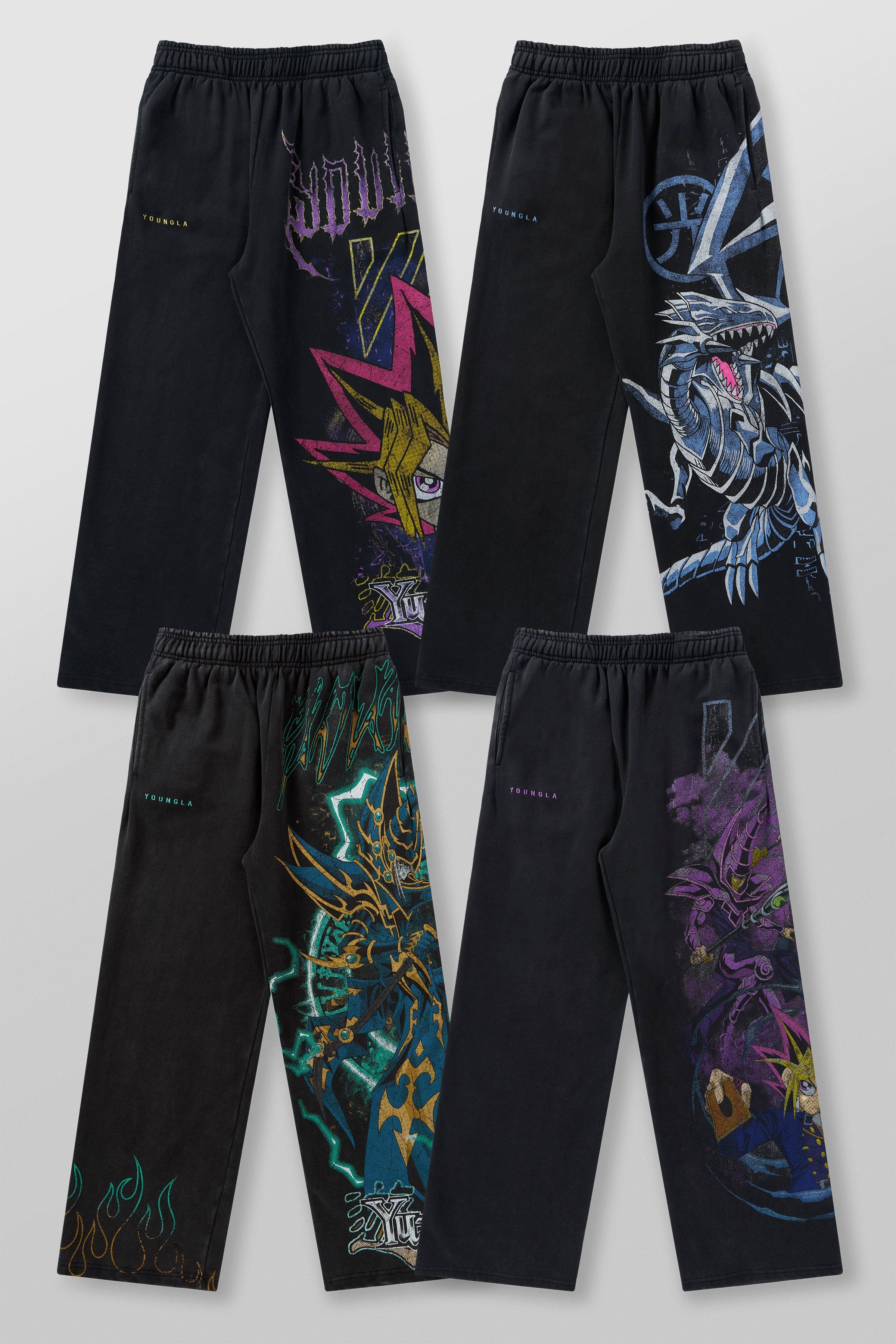Side angle showcasing the oversized character graphic on the sweatpants