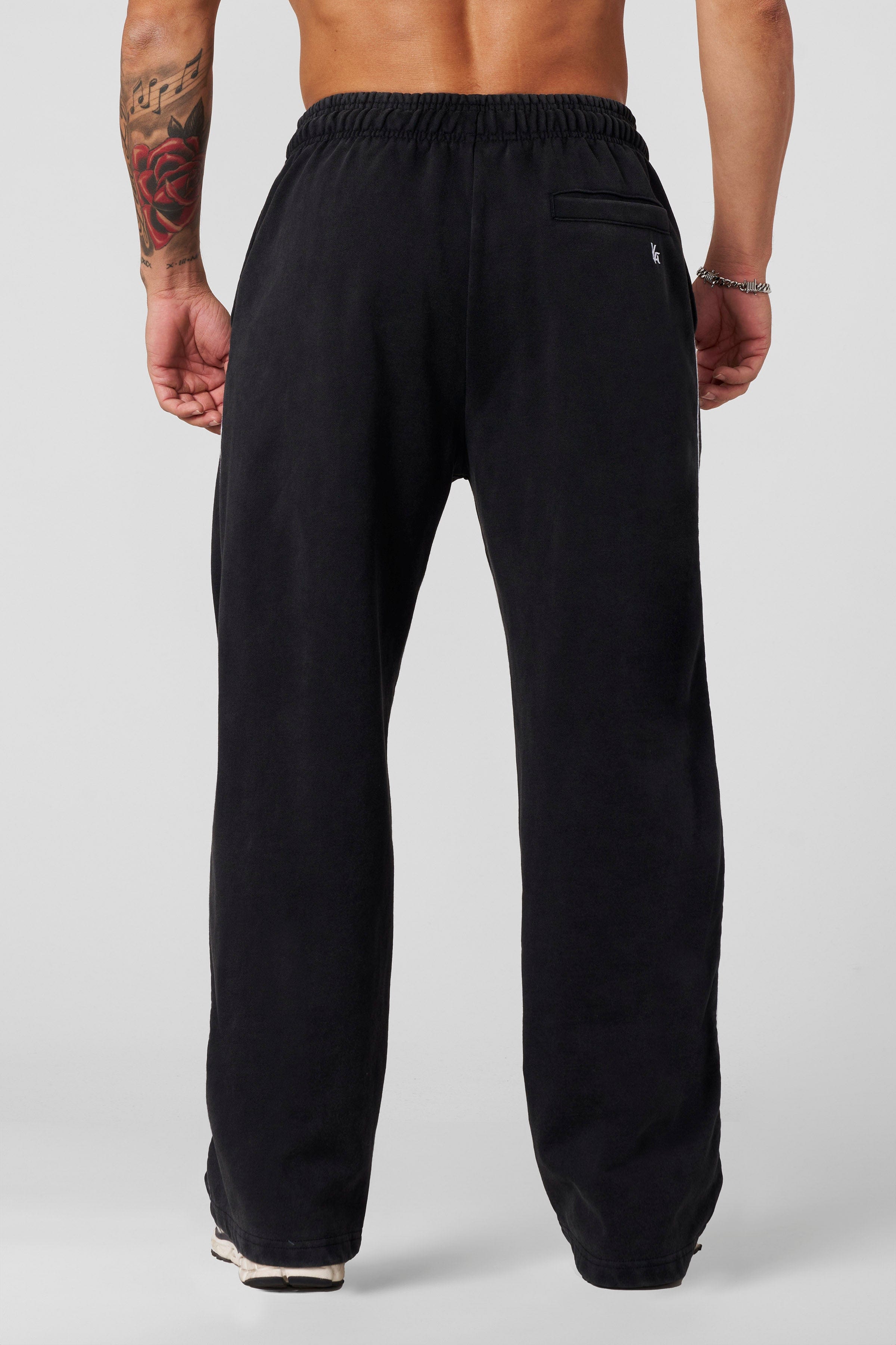 Close-up of the fabric texture on the cotton joggers showing durability and softness