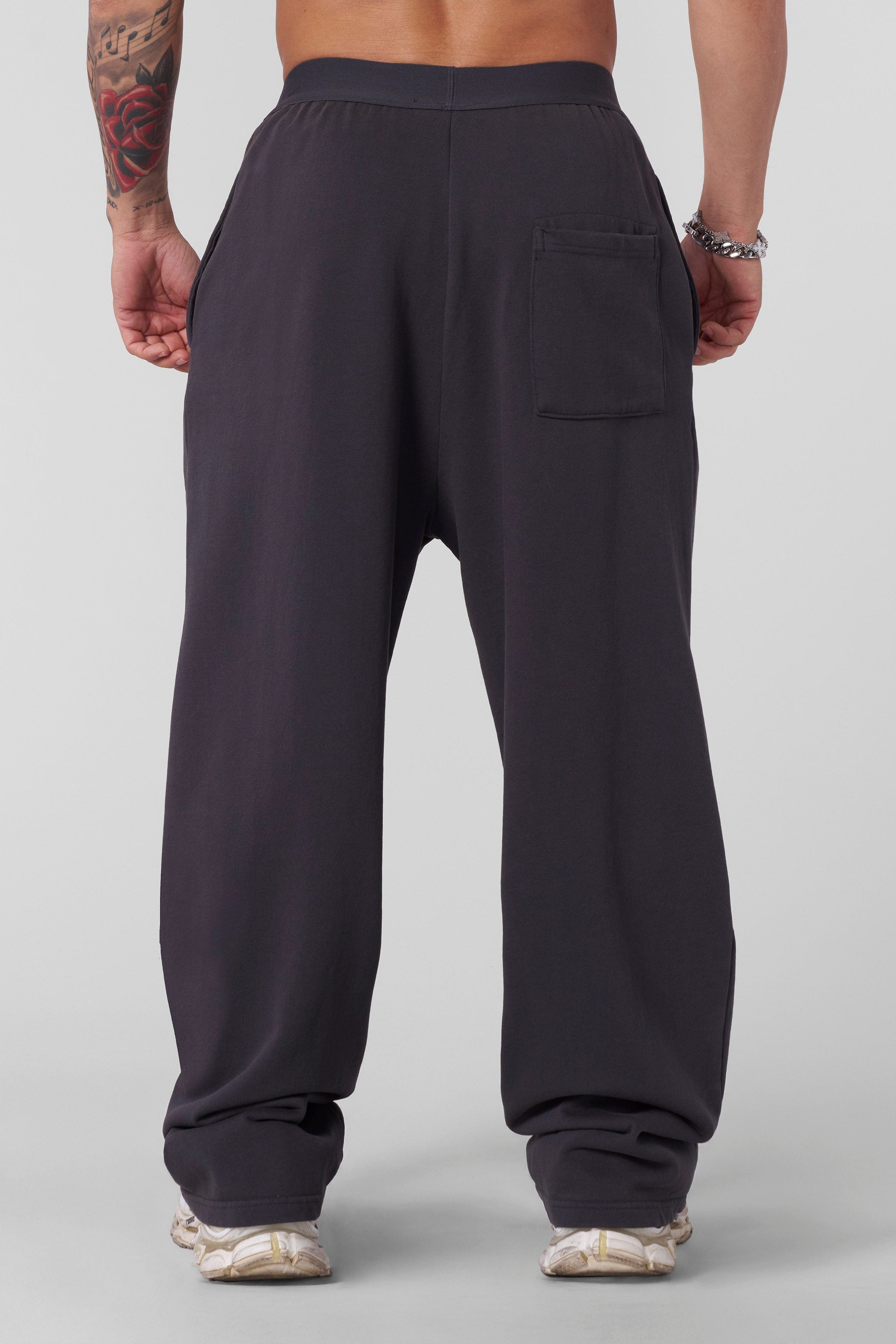 Close-up of elastic waistband on cotton streetwear pants
