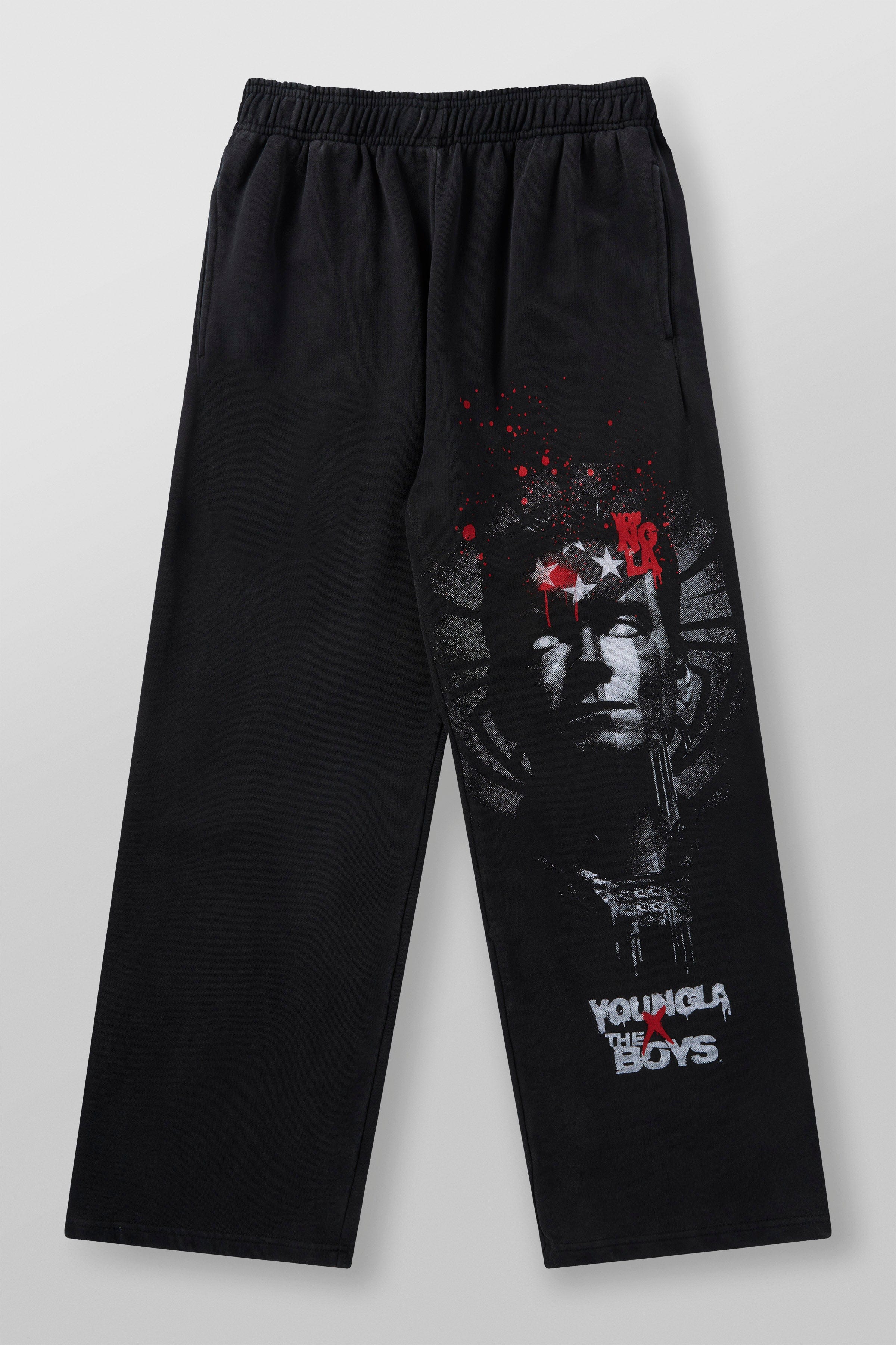 Savage Graphic Sweats displayed on a model, emphasizing the baggy fit.