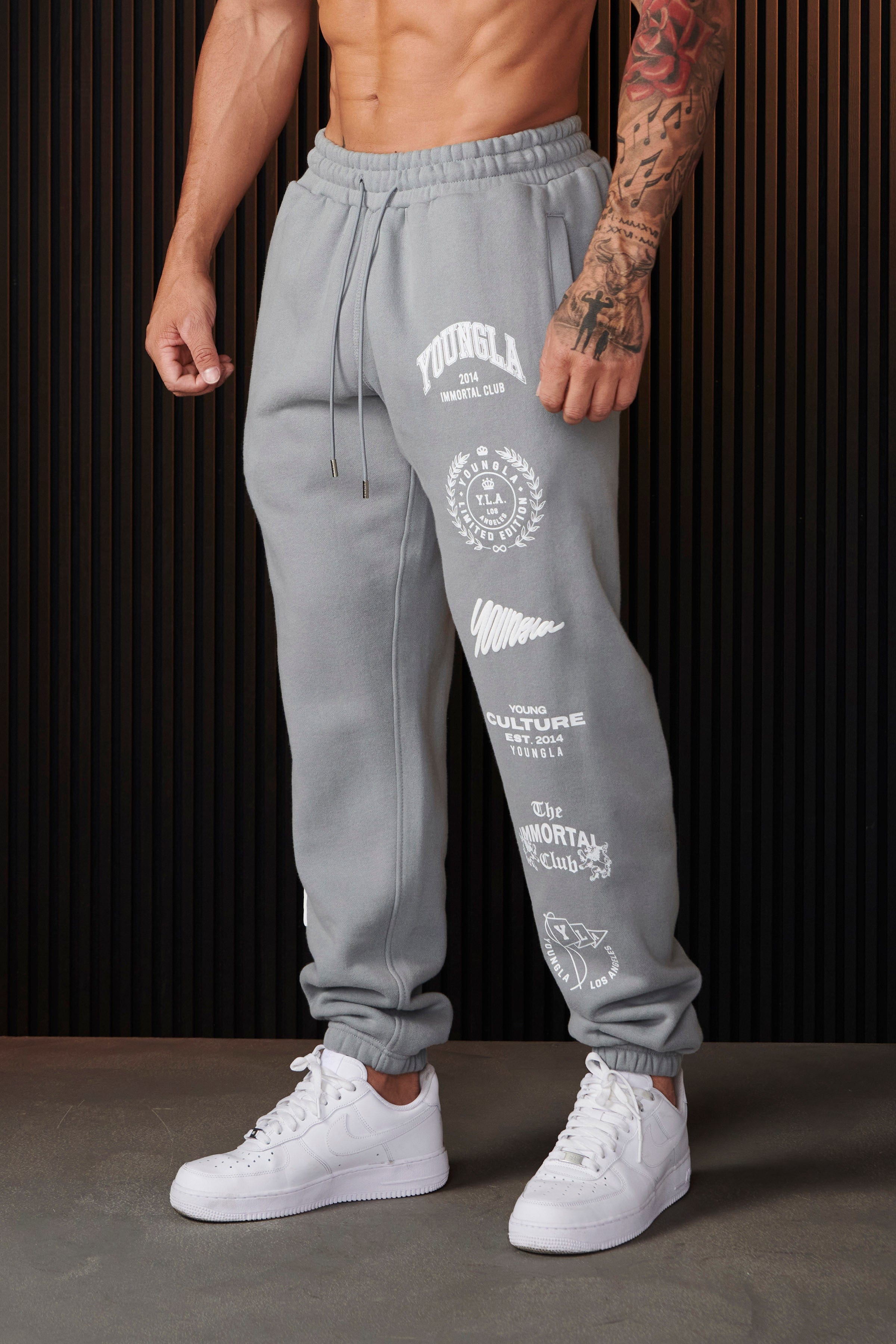 Model wearing relaxed-fit joggers for women, casual streetwear look
