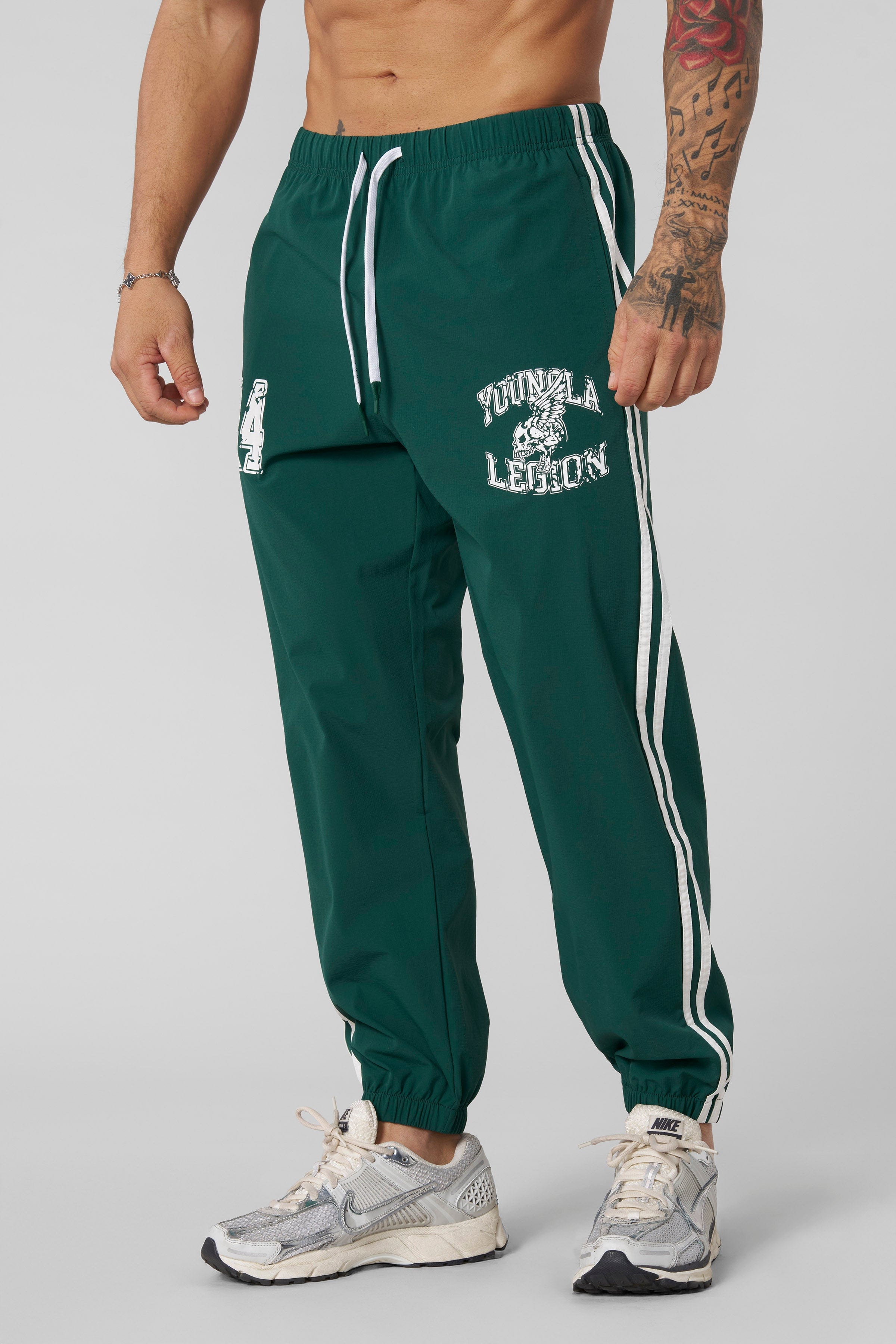 Front view of Legion joggers in action, showcasing their tapered fit.