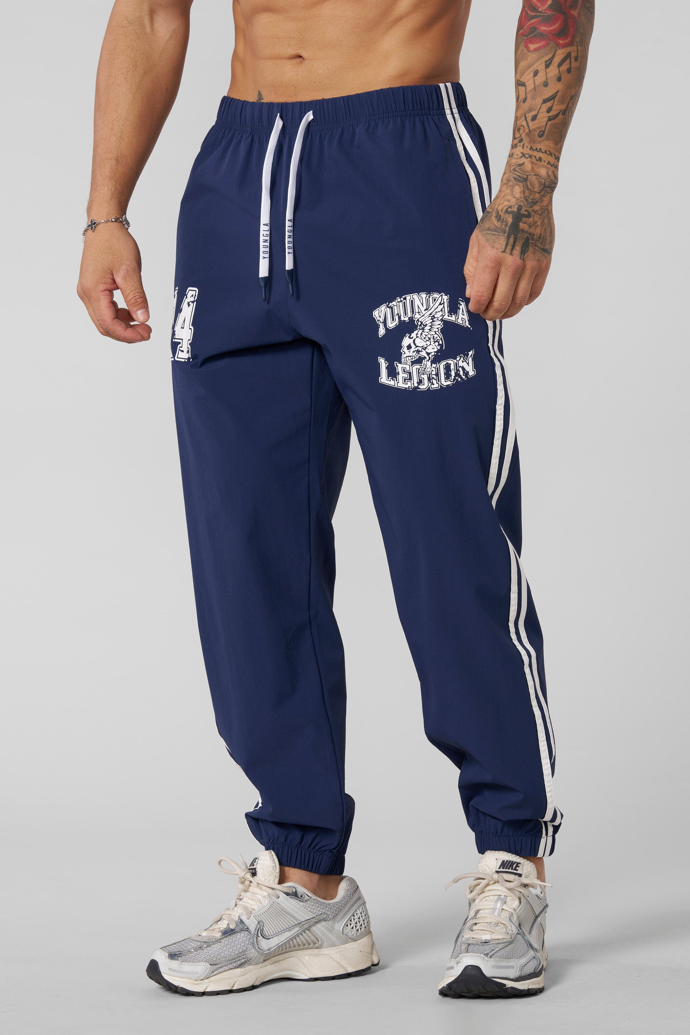 Front view of Legion joggers in action, showcasing their tapered fit.