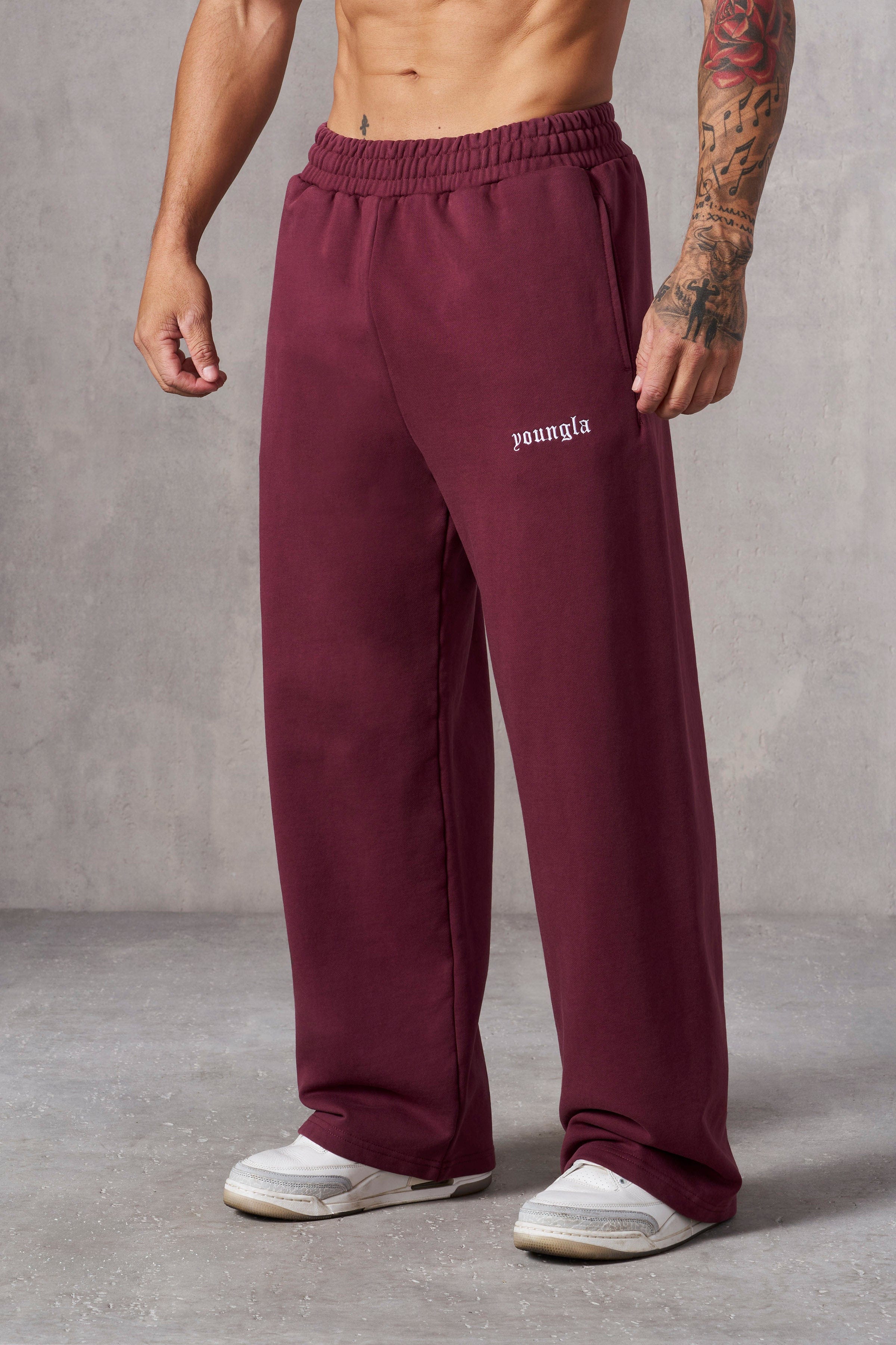 Close-up of fabric texture on relaxed fit pants for everyday comfort.