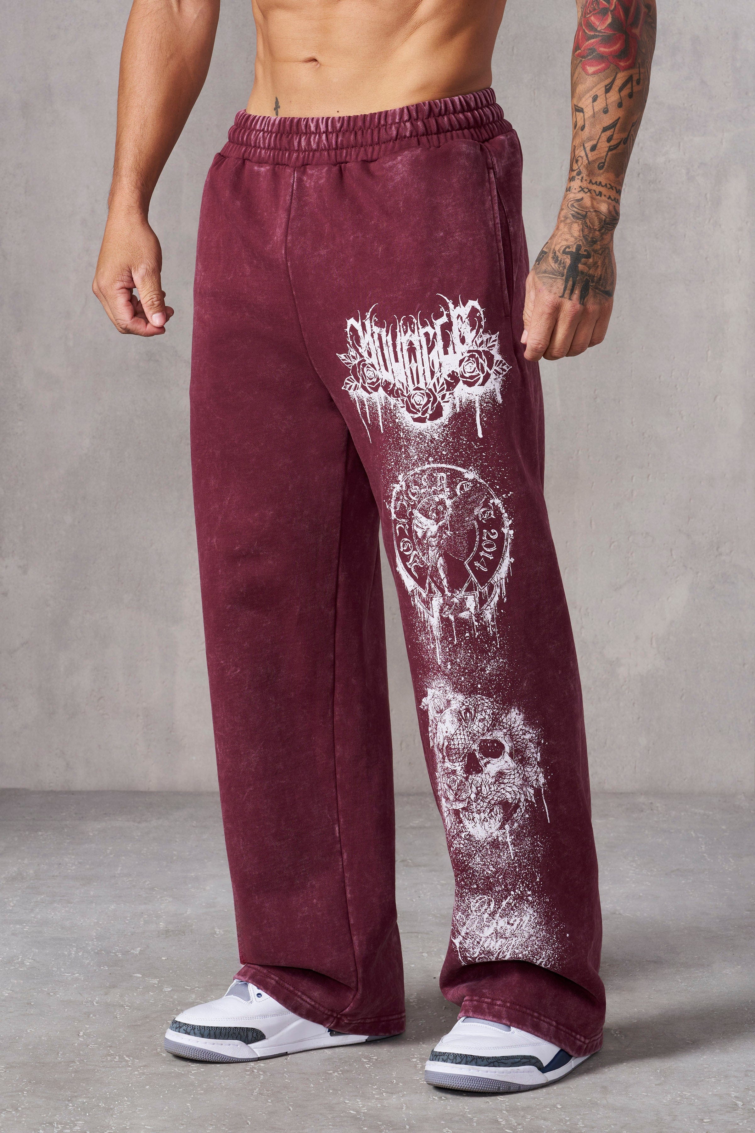 Close-up of the acid-washed fabric of the Dynasty joggers.