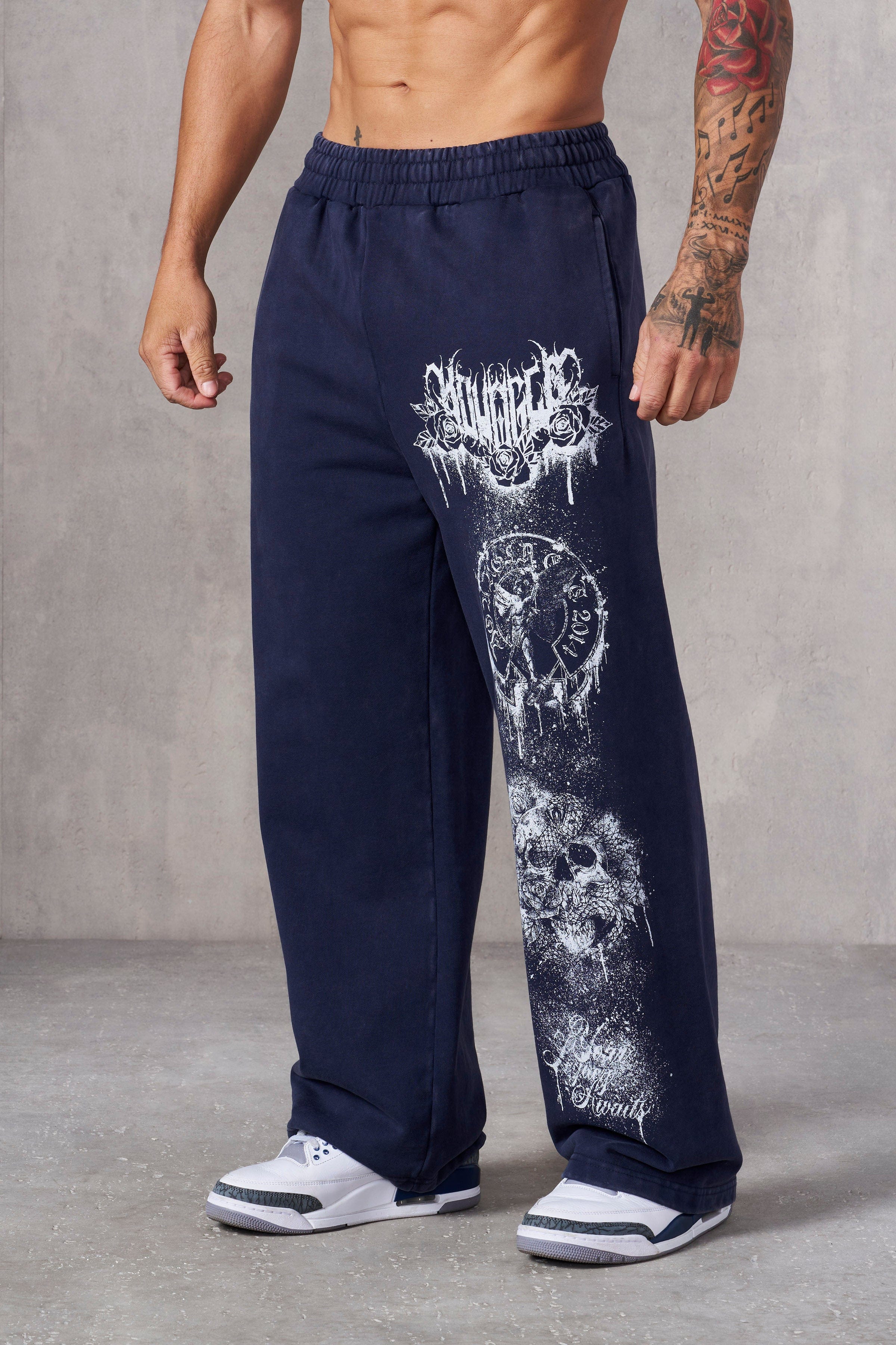 Close-up of the acid-washed fabric of the Dynasty joggers.
