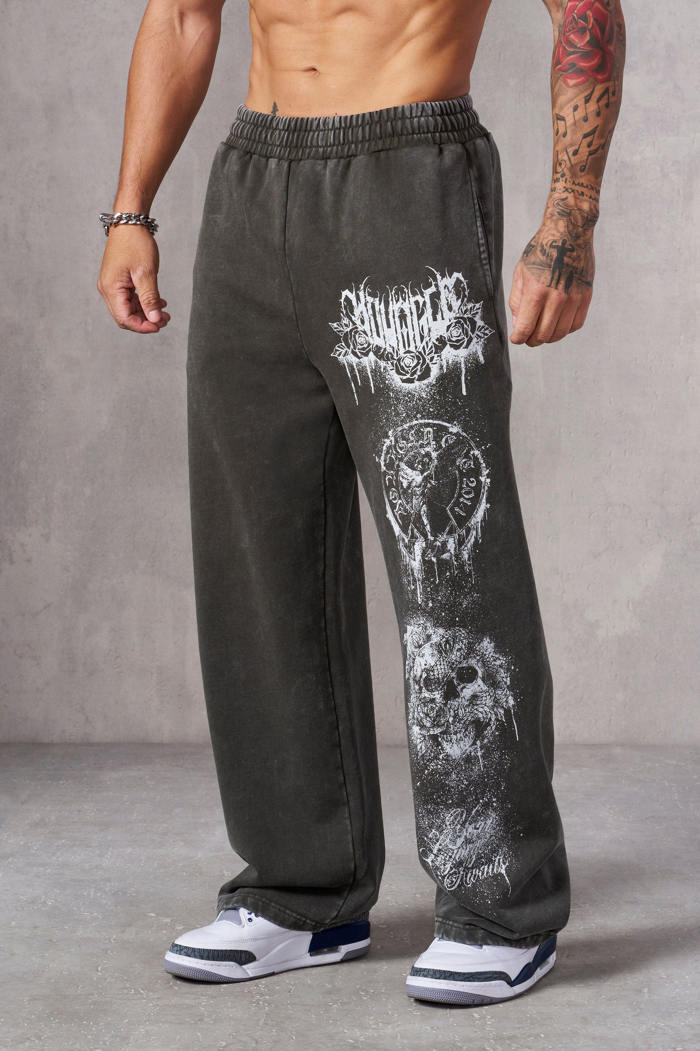 Close-up of the acid-washed fabric of the Dynasty joggers.