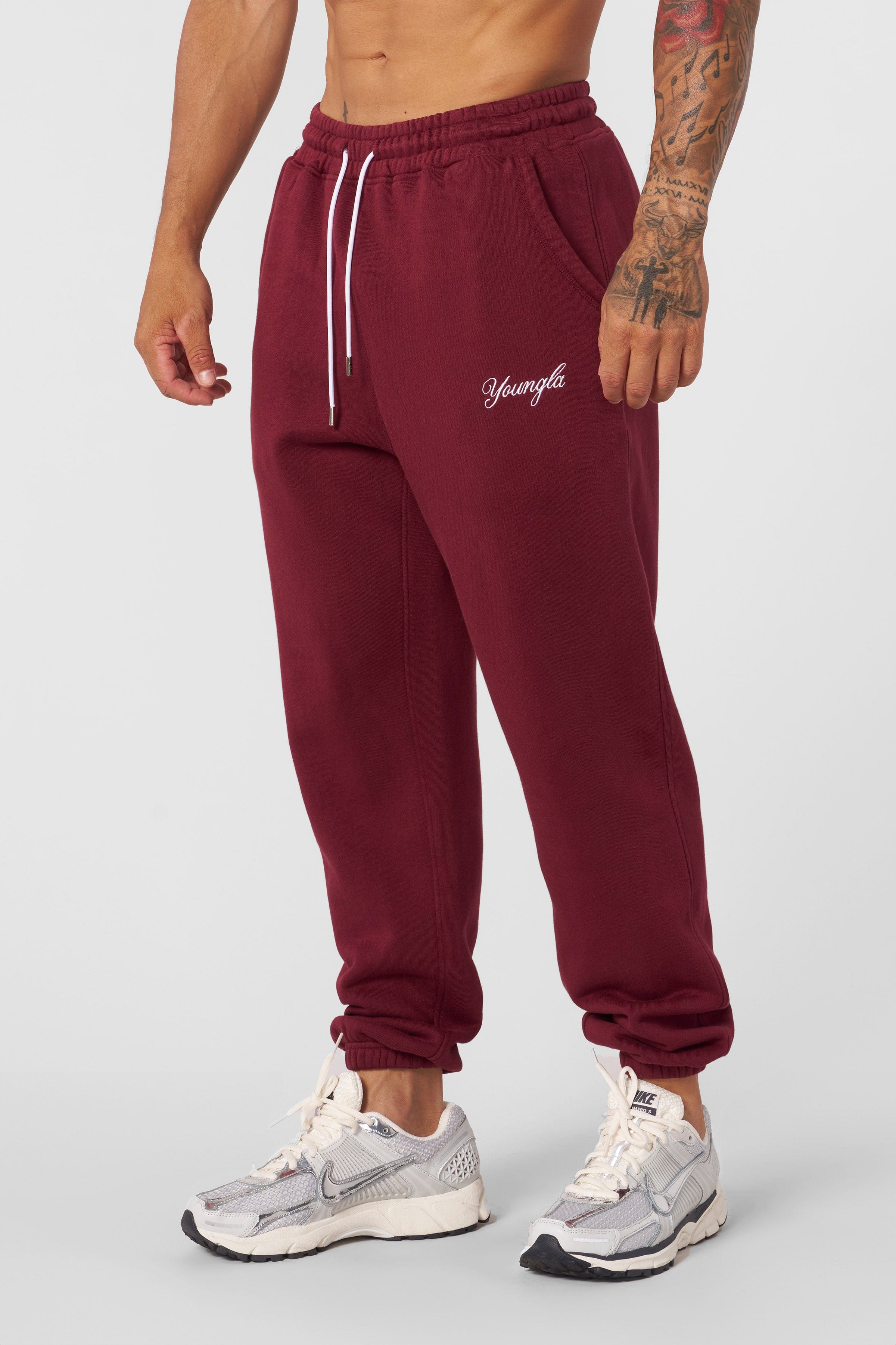 Back view highlighting elastic waistband and embroidered logo