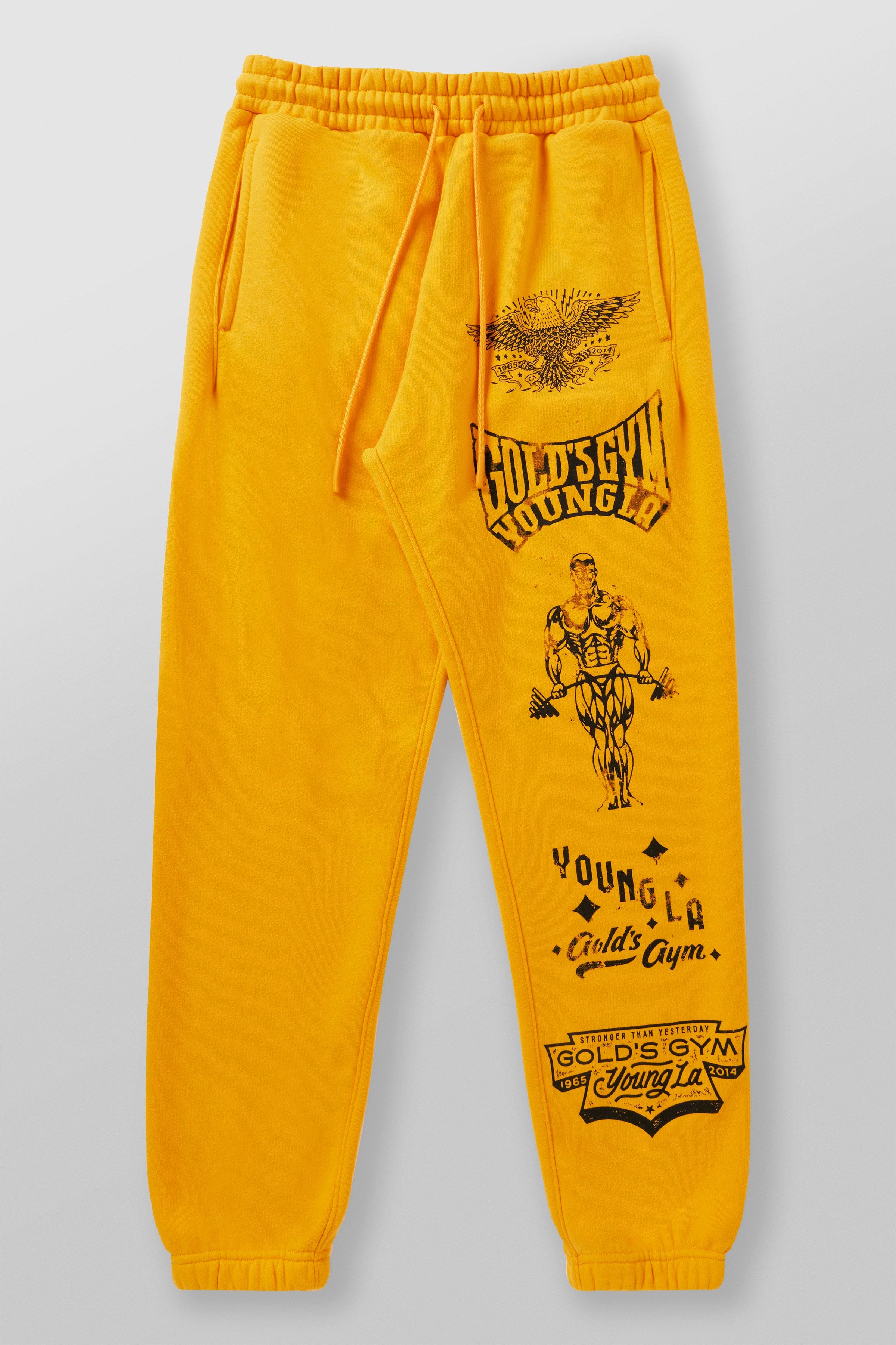 Full-body shot showing fit of Golds Gym joggers during workout