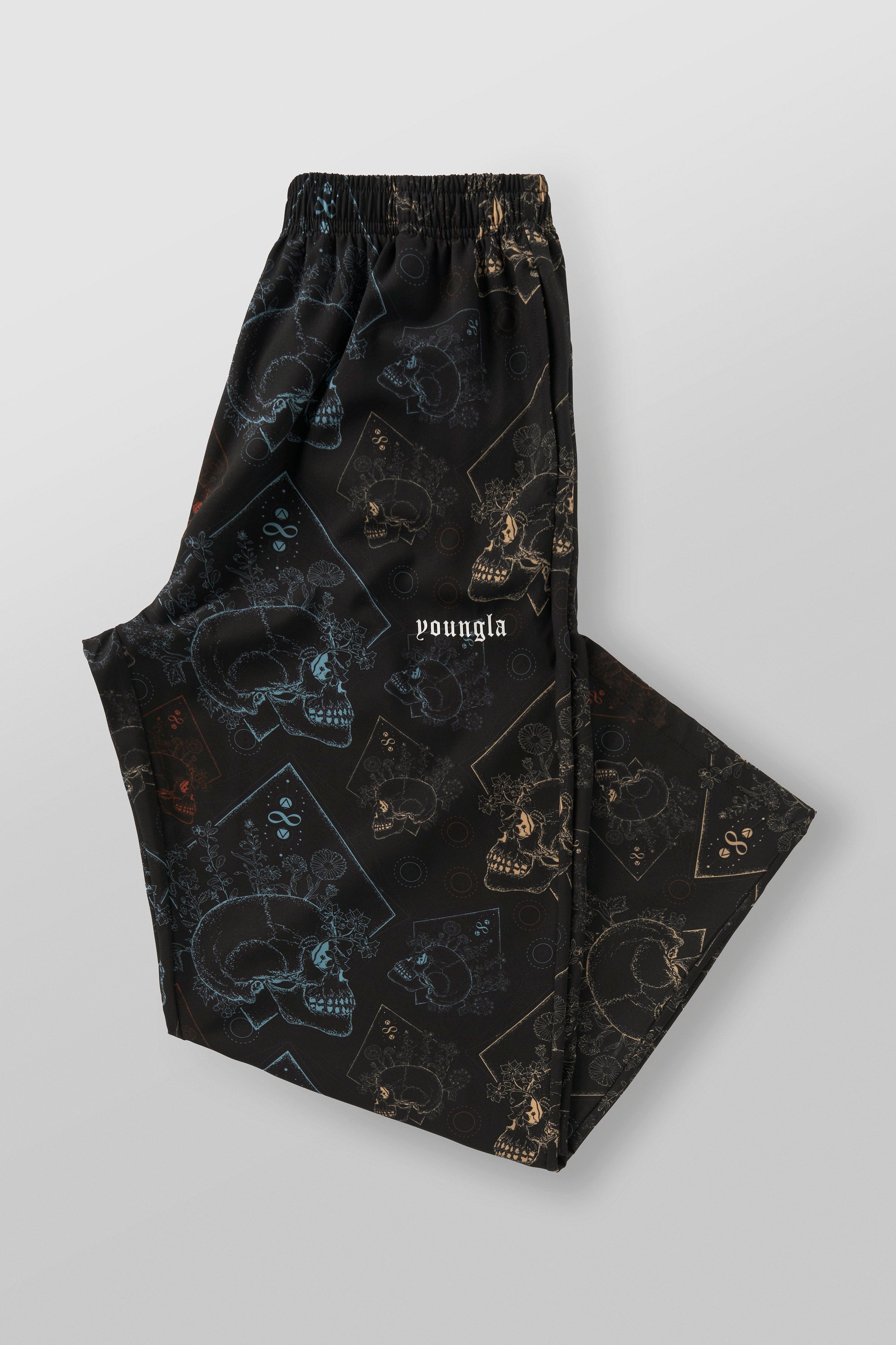 Side profile of mens workout pants made from lightweight polyester and elastane