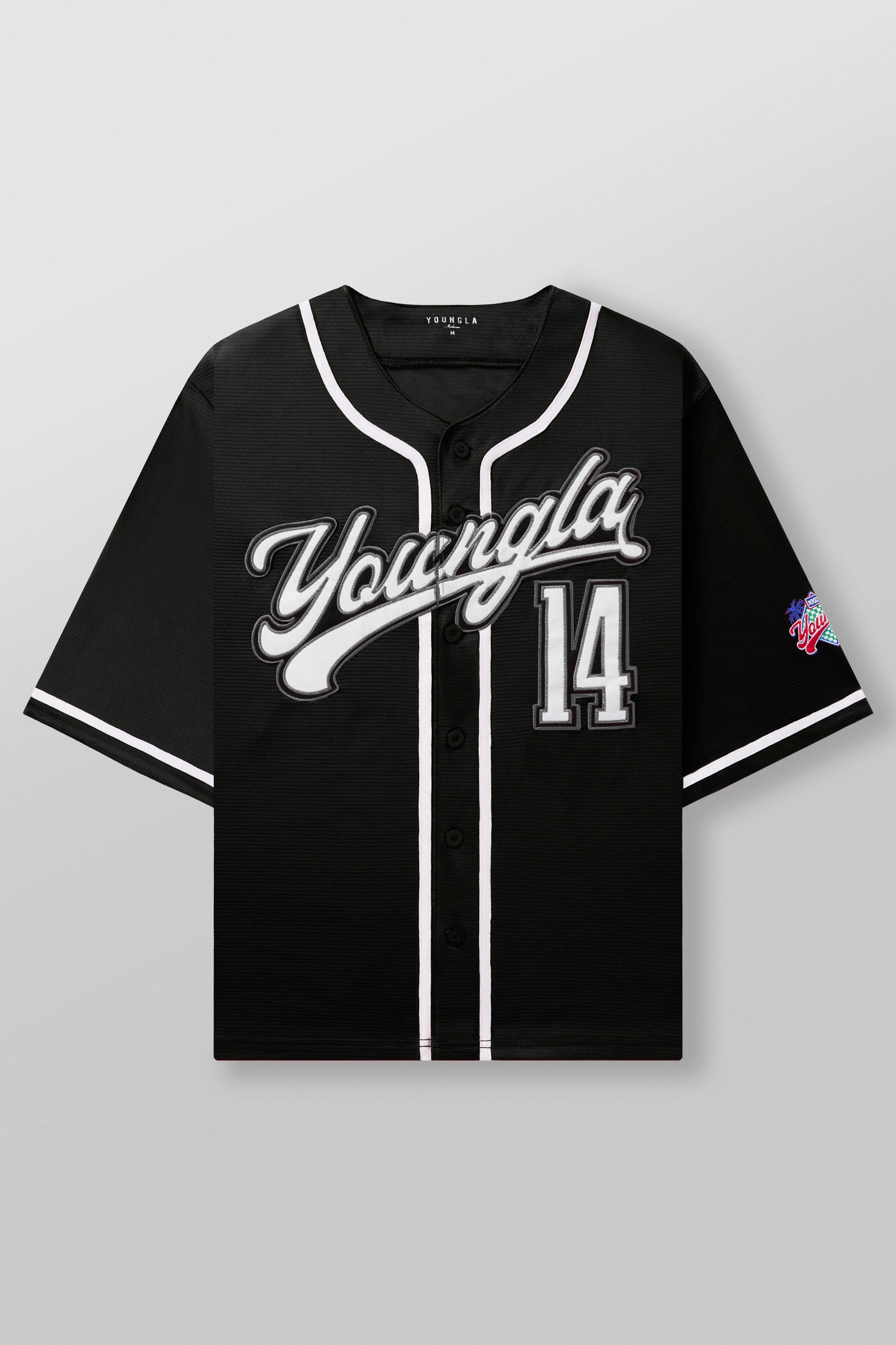 Back view of the baseball jersey highlighting the varsity number 14.