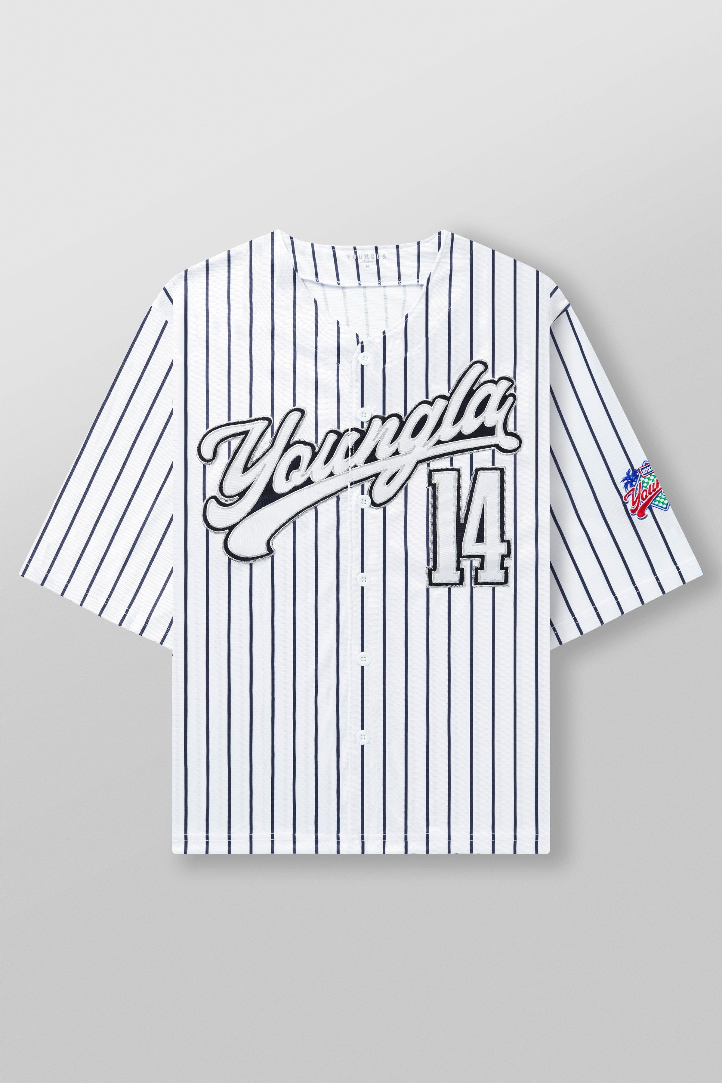 Front view of Grand Slam Classic Baseball Jersey with Youngla branding.