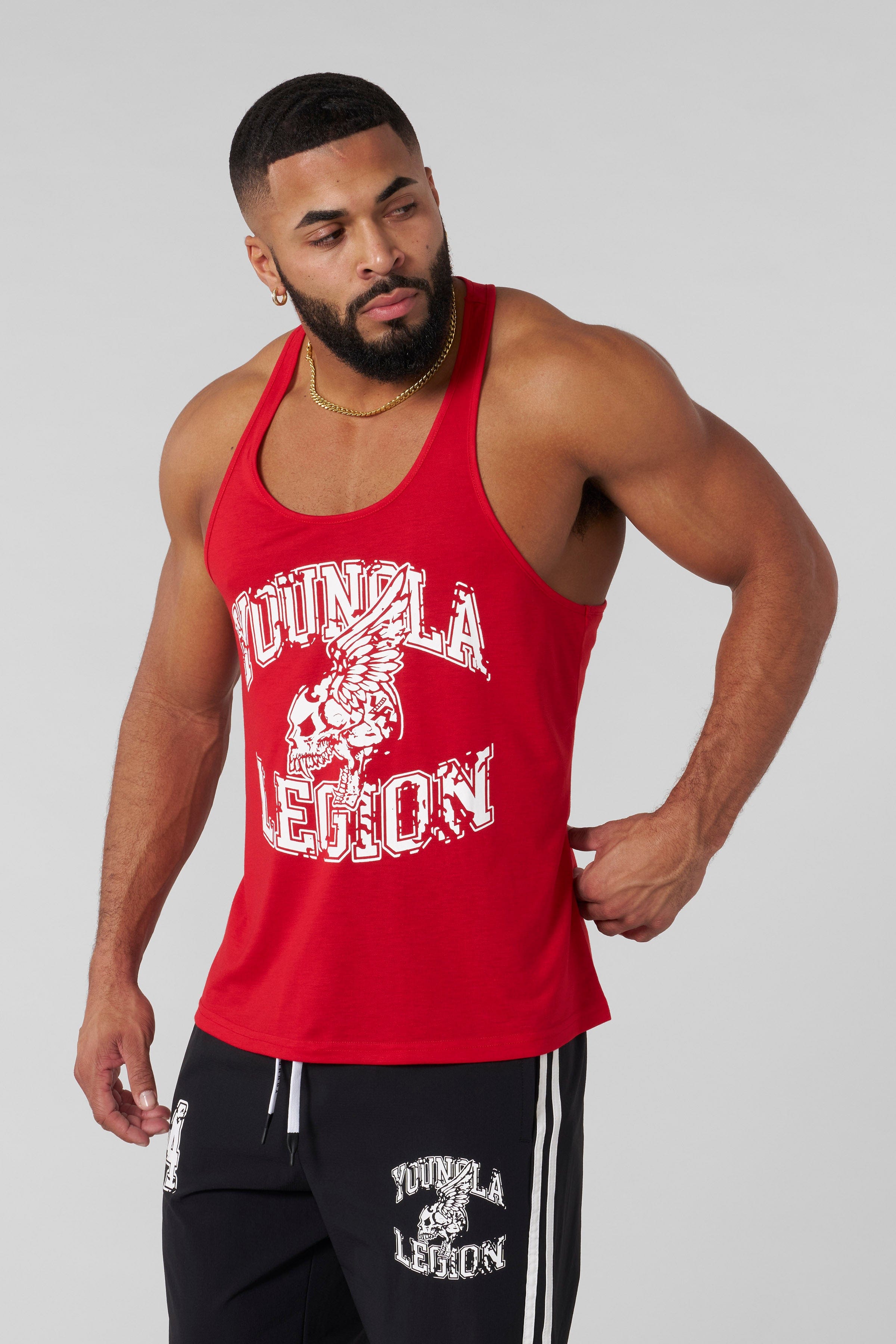 Close-up of the Legion workout tank fabric, highlighting lightweight design.