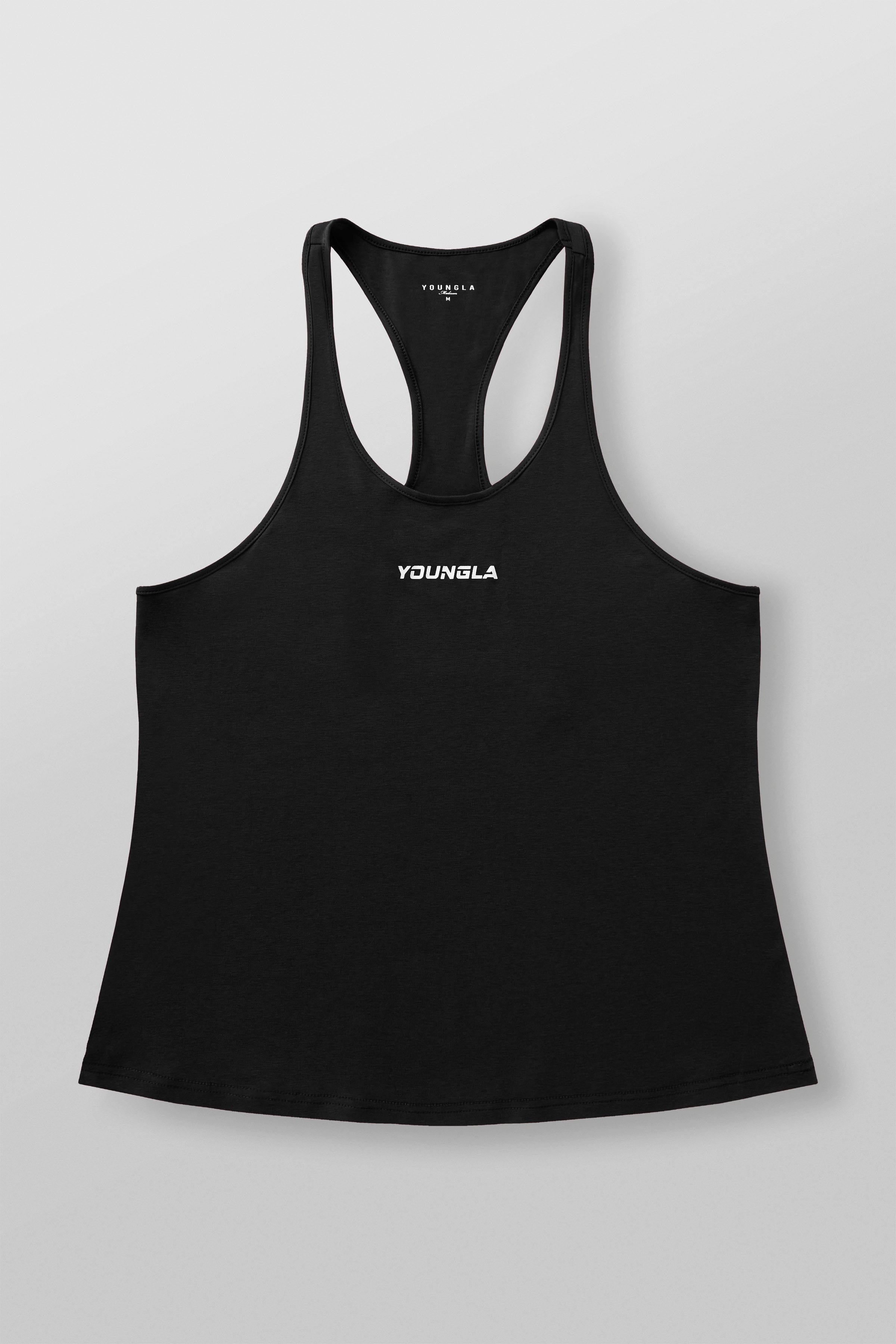 Back view highlighting the open design of the muscle tank top.
