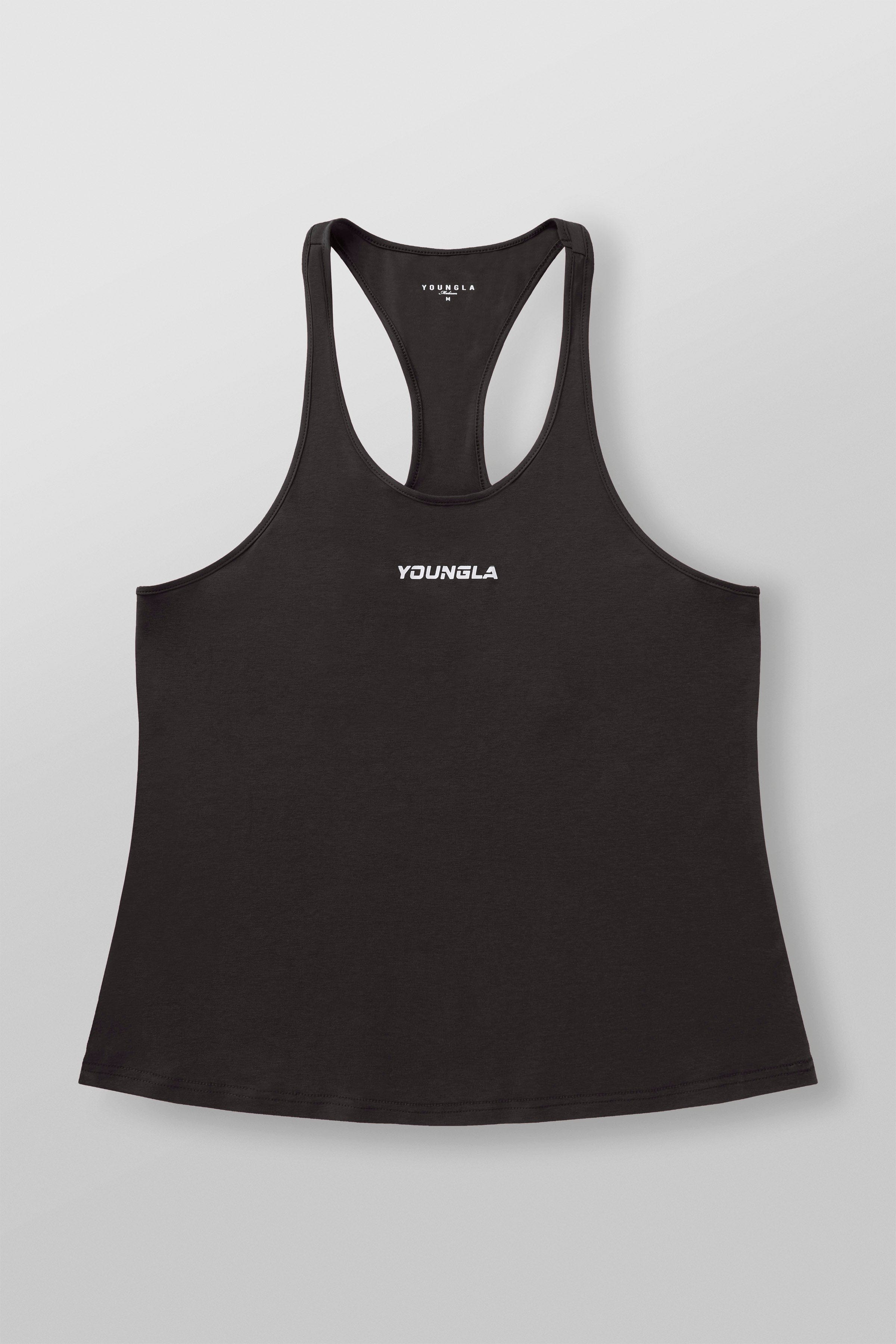 Close-up of the fabric texture of the gym sleeveless shirt.
