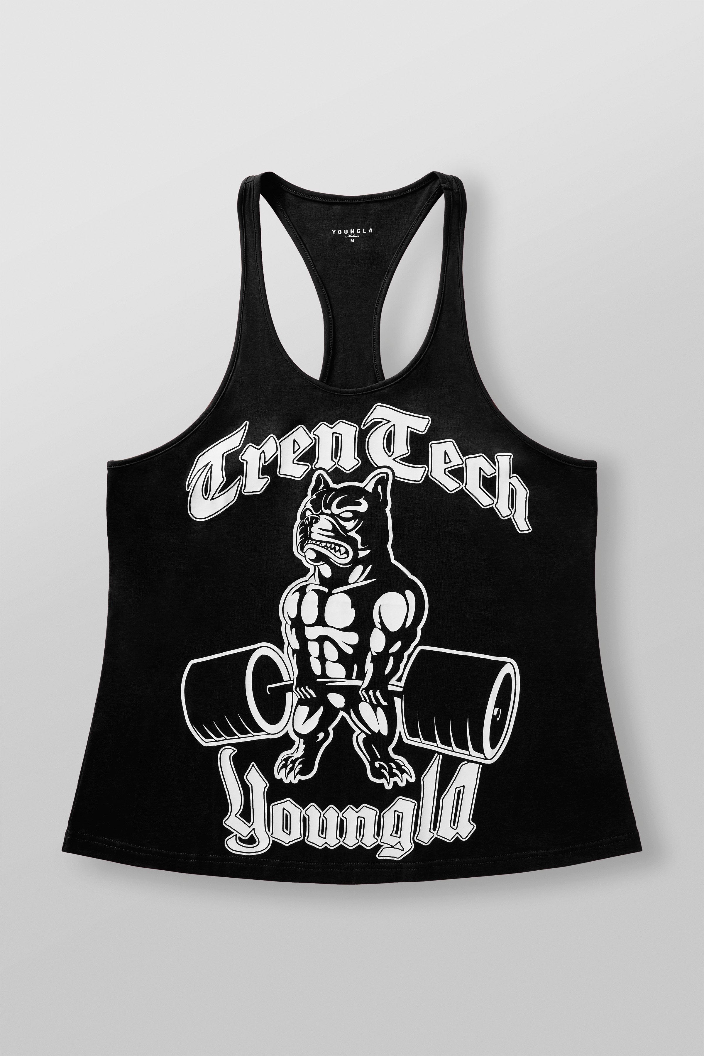 Tren Twins stringer tank top showcasing muscle definition