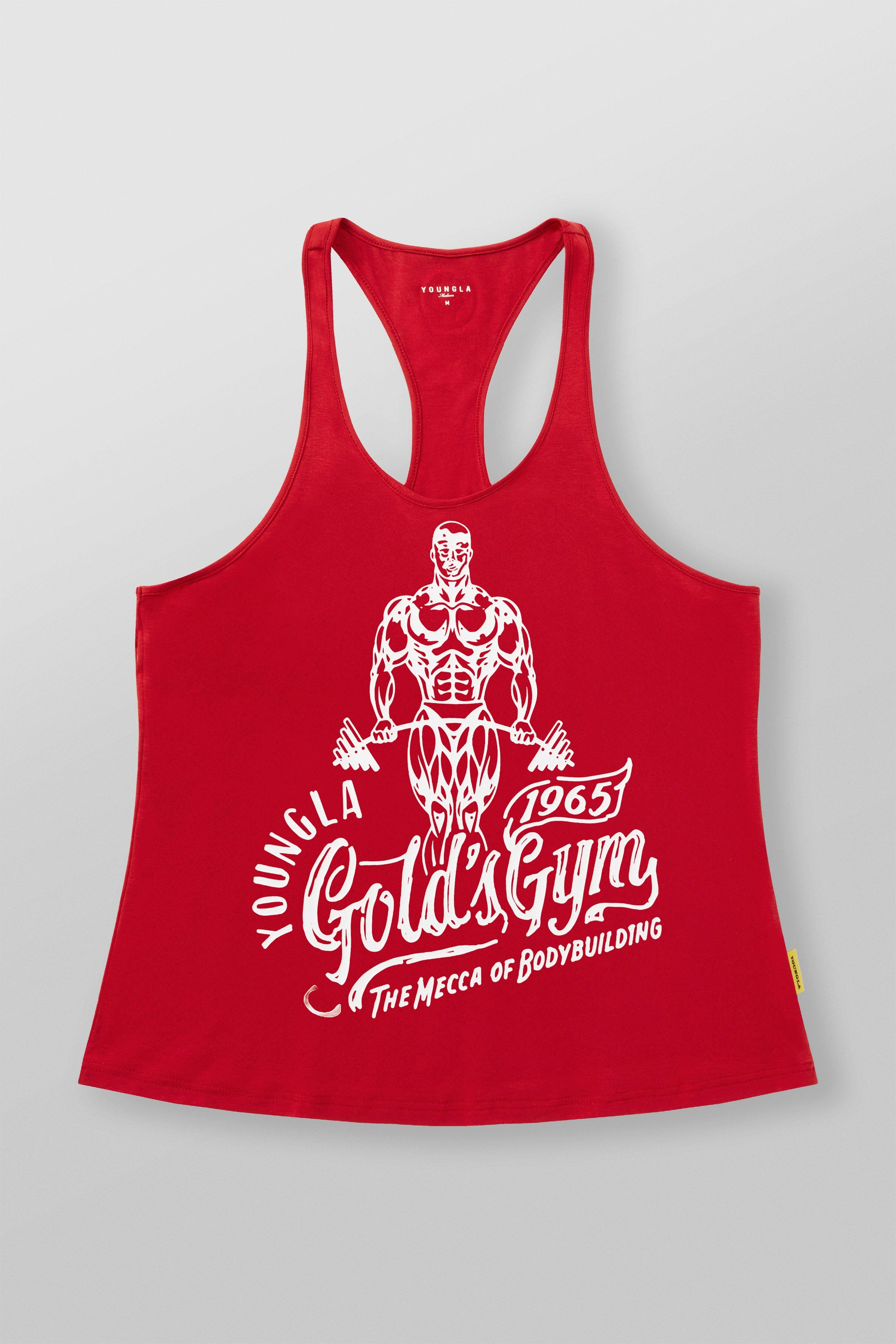 Front view of Golds Gym Modern Fit Stringer Tank Top in workout setting.