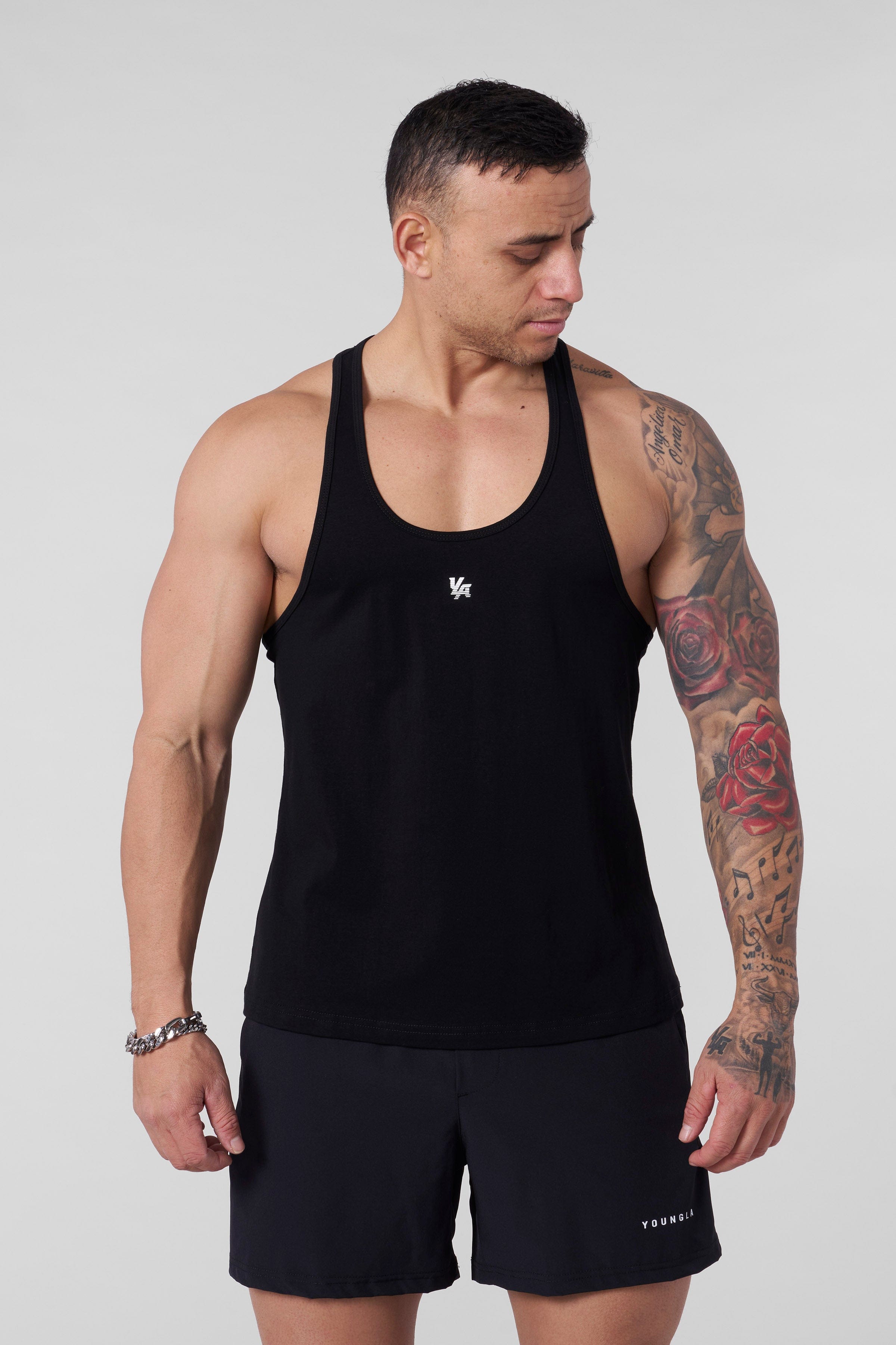 Close-up of the fitness stringer fabric and fit