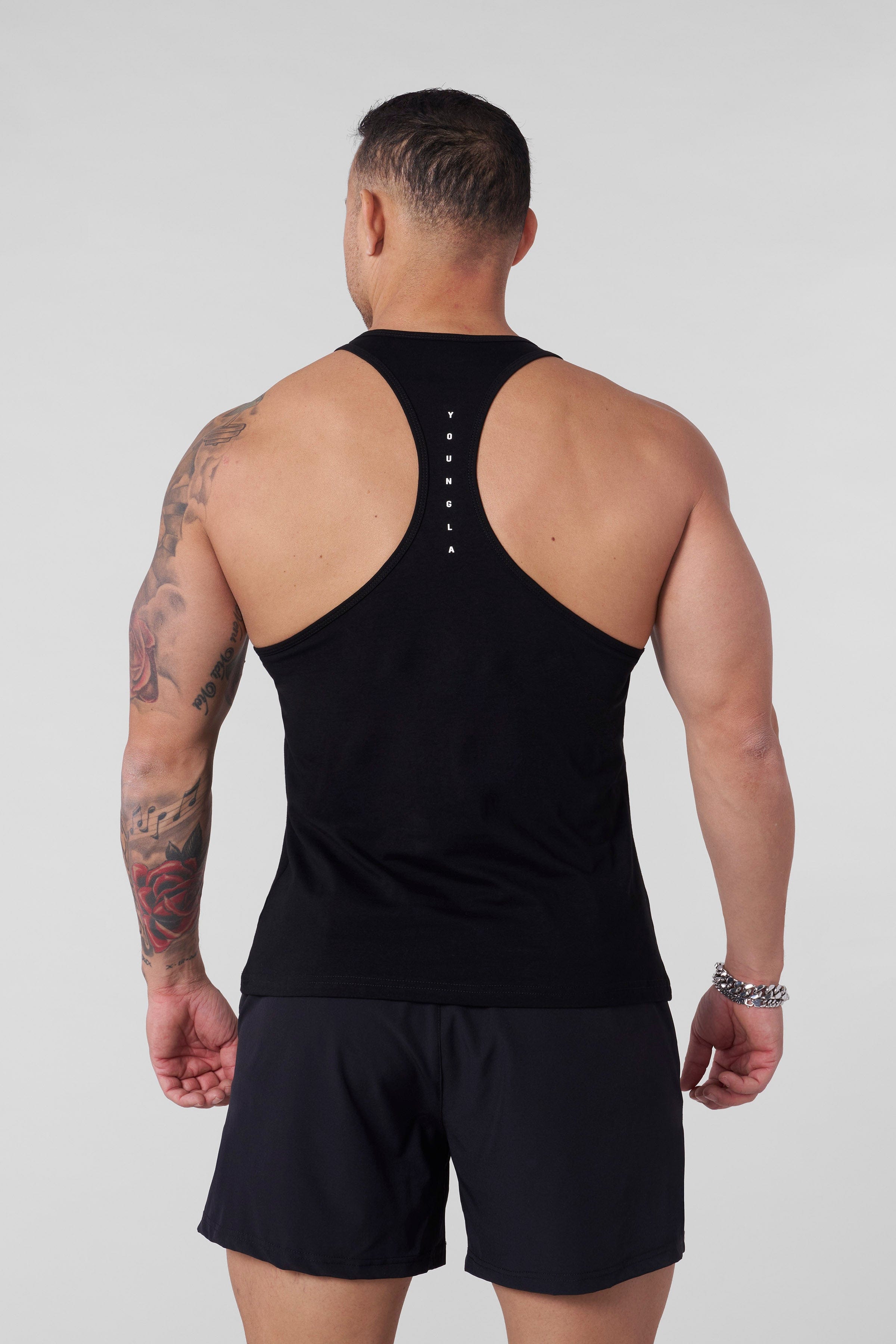 Ladies workout tank top styled for casual wear